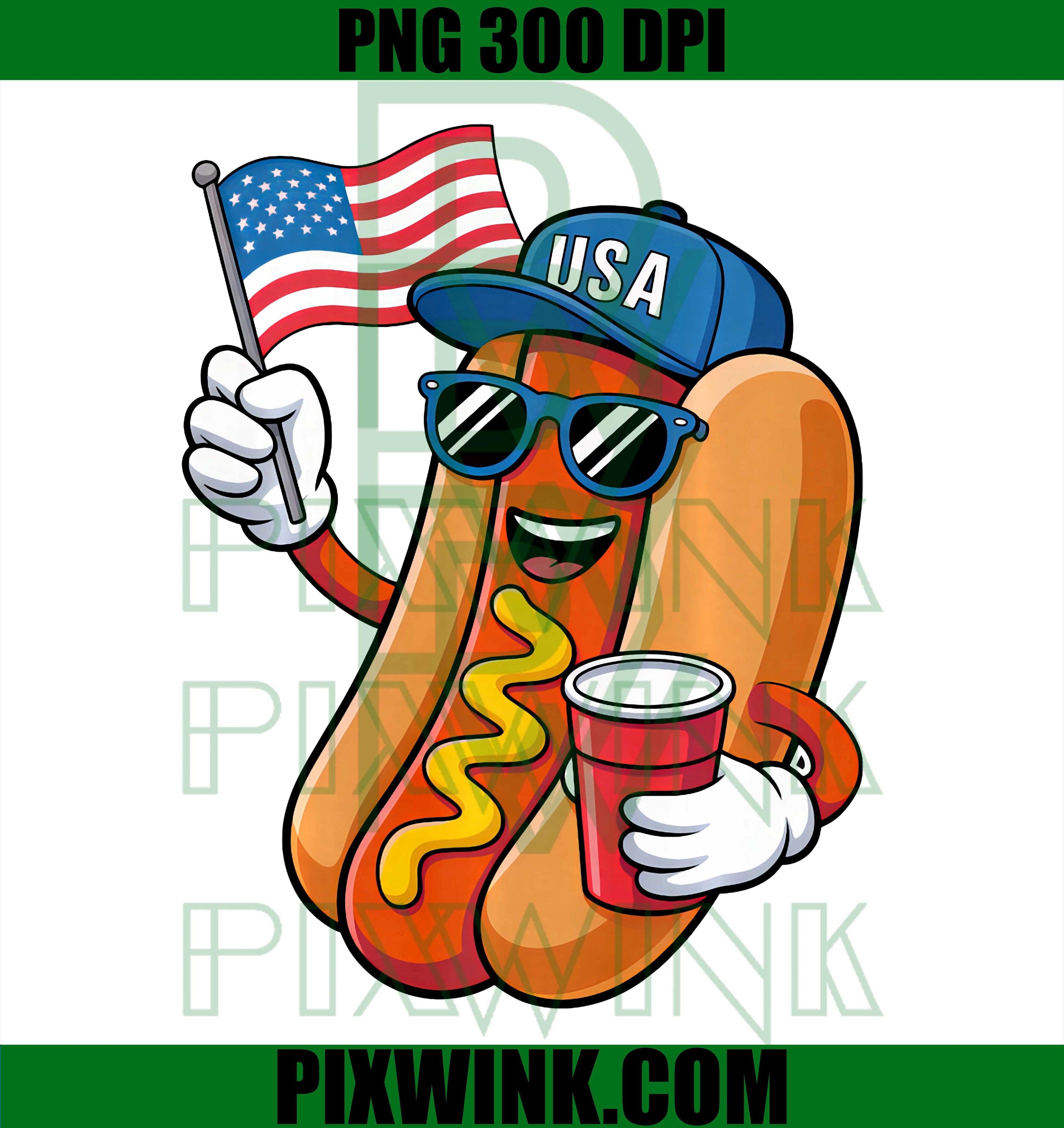 Mens 4th Of July Hotdog PNG, Funny Fourth Of July Patriotic USA PNG