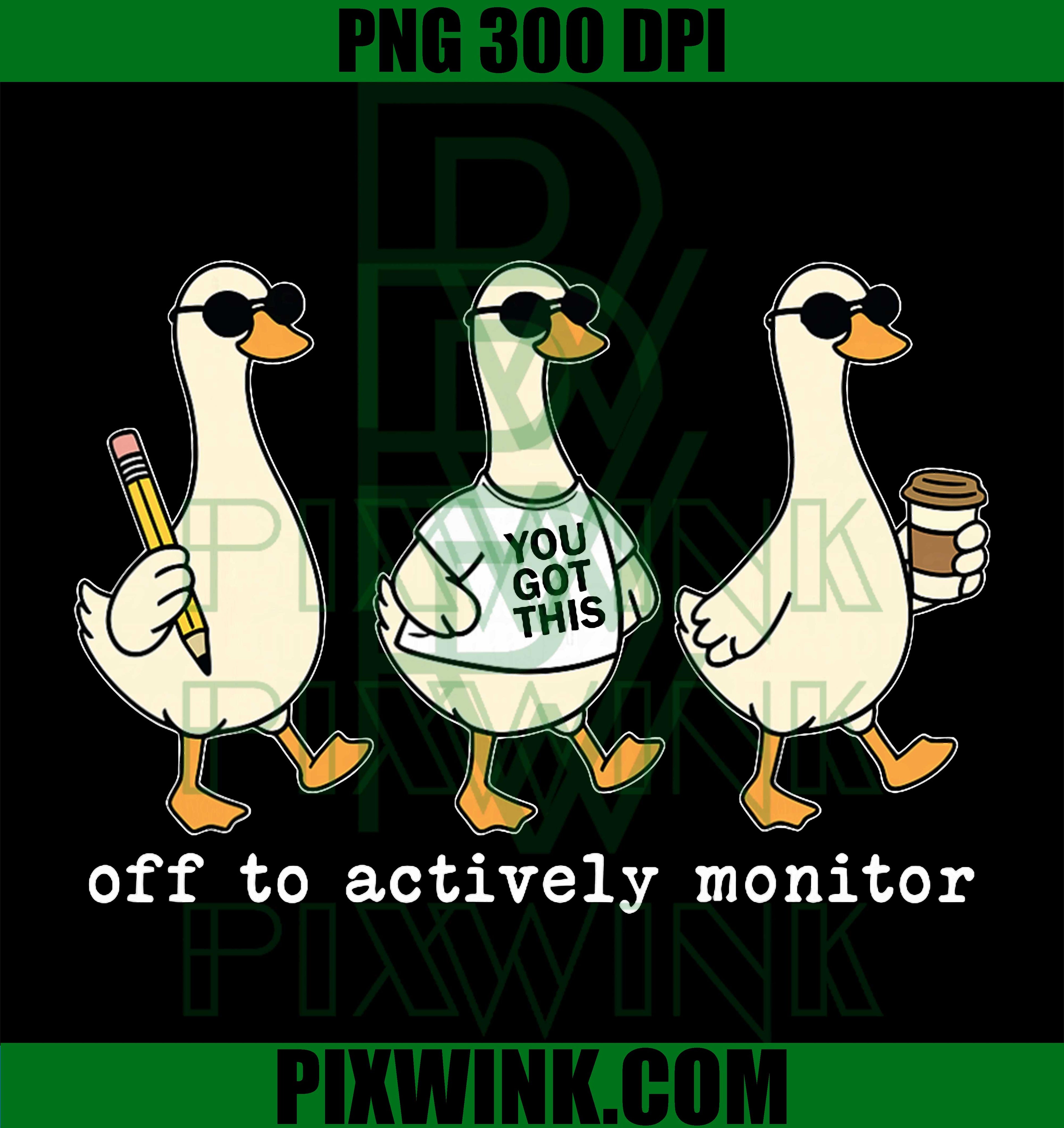 Teacher Testing Day Goose PNG, Funny Monitoring Teacher Retro Design PNG