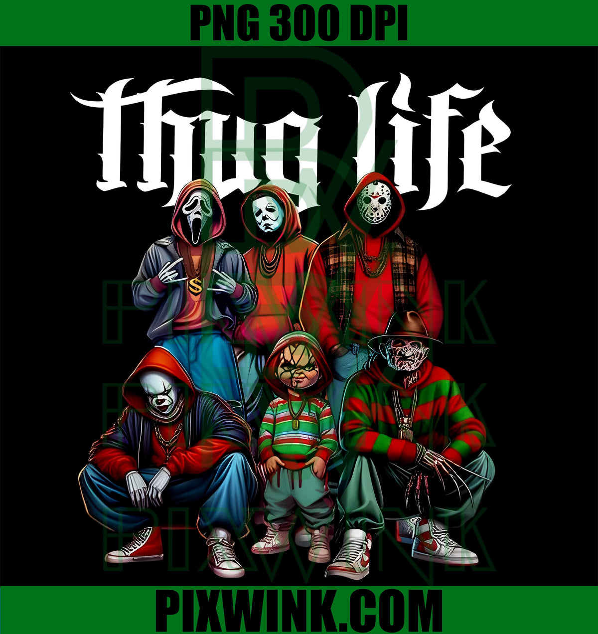 Horror Squad PNG, Thug Life Movie PNG, Slasher Villains Group PNG