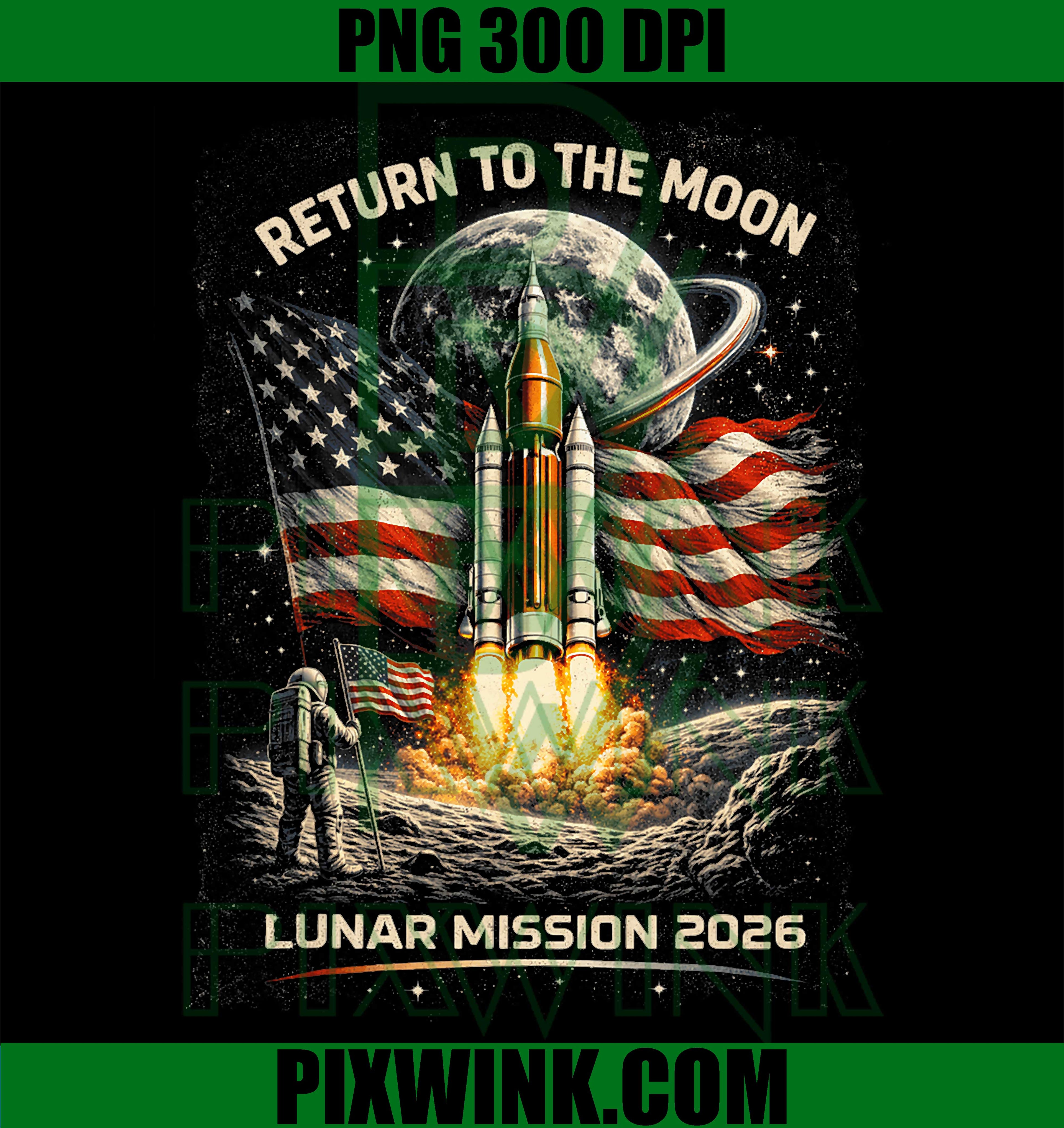 Lunar Mission Astronaut Moon PNG, Space Return 2026 Design PNG