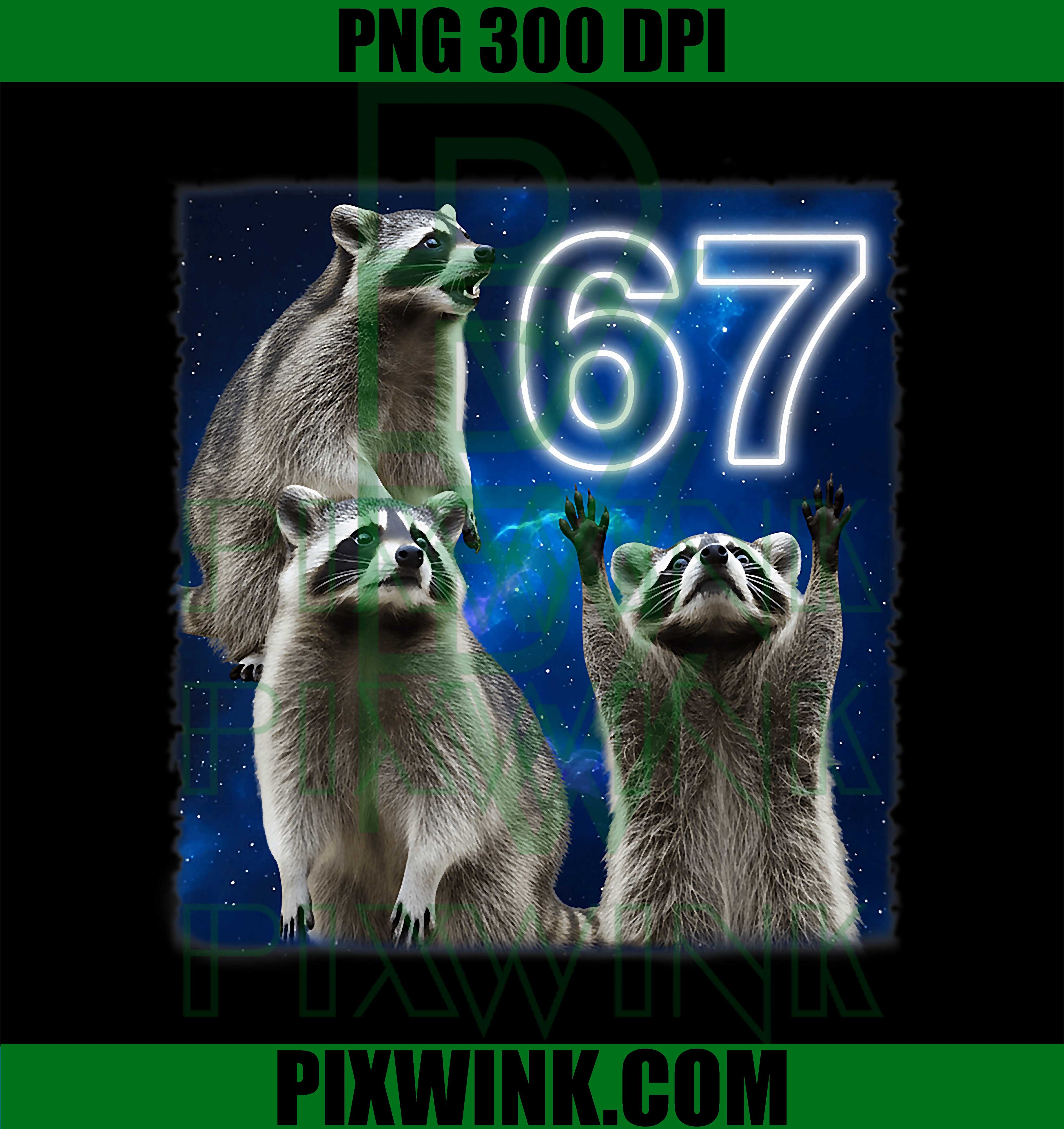 67 Meme Raccoon Howling at The Moon Parody, Six Seven Meme PNG