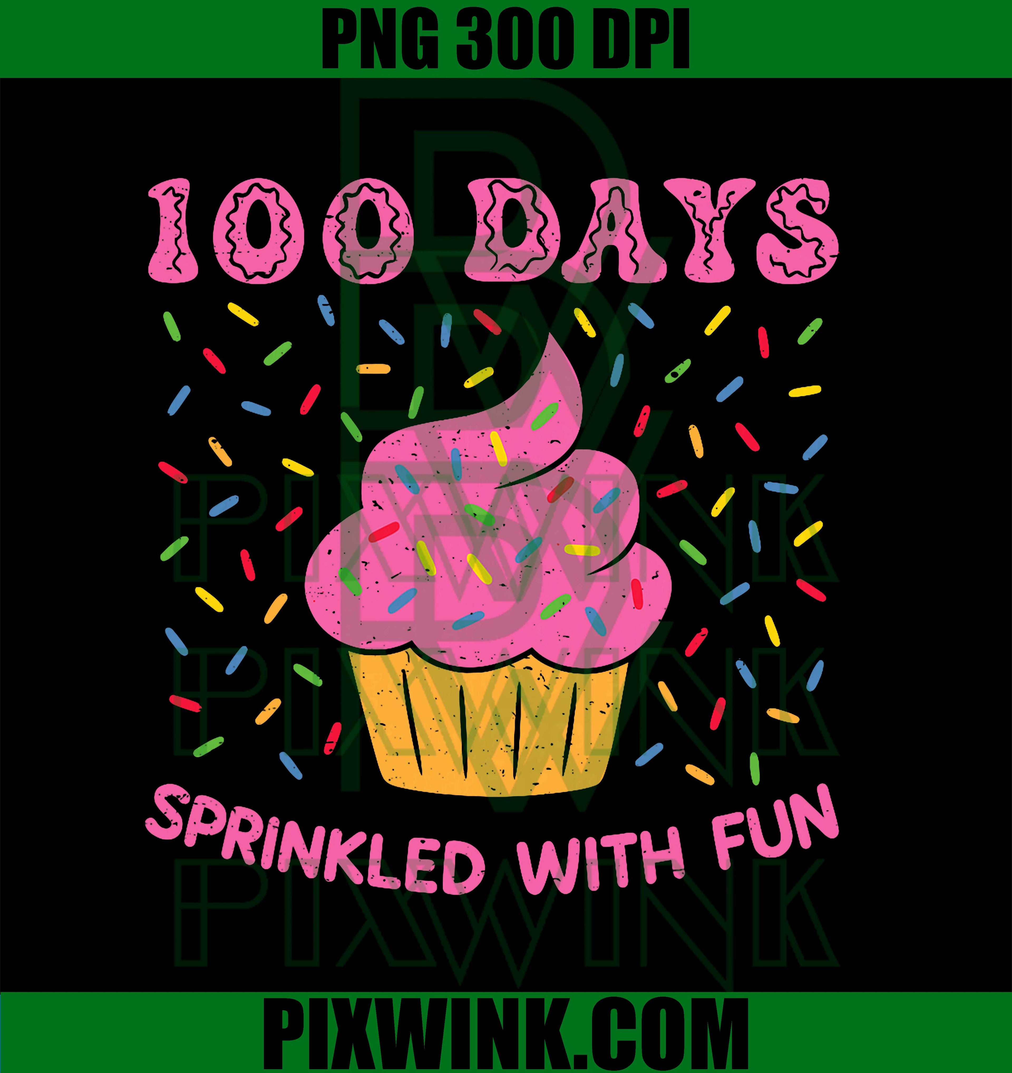 Cute 100 Days School, Celebration Cupcake Colorful Sprinkle PNG