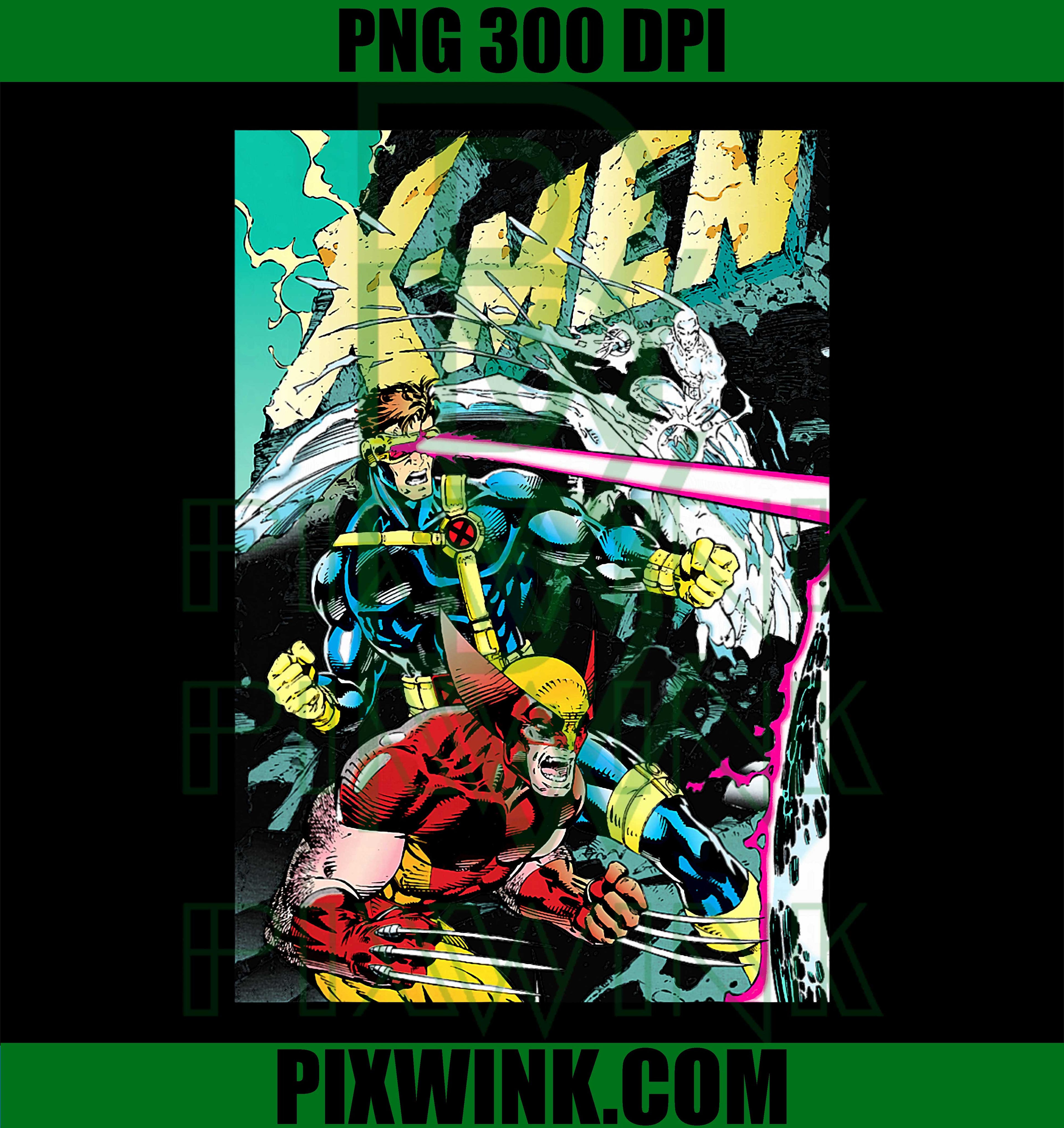 Marvel X-Men Wolverine & Cyclops Fighting Side By Side V2 PNG