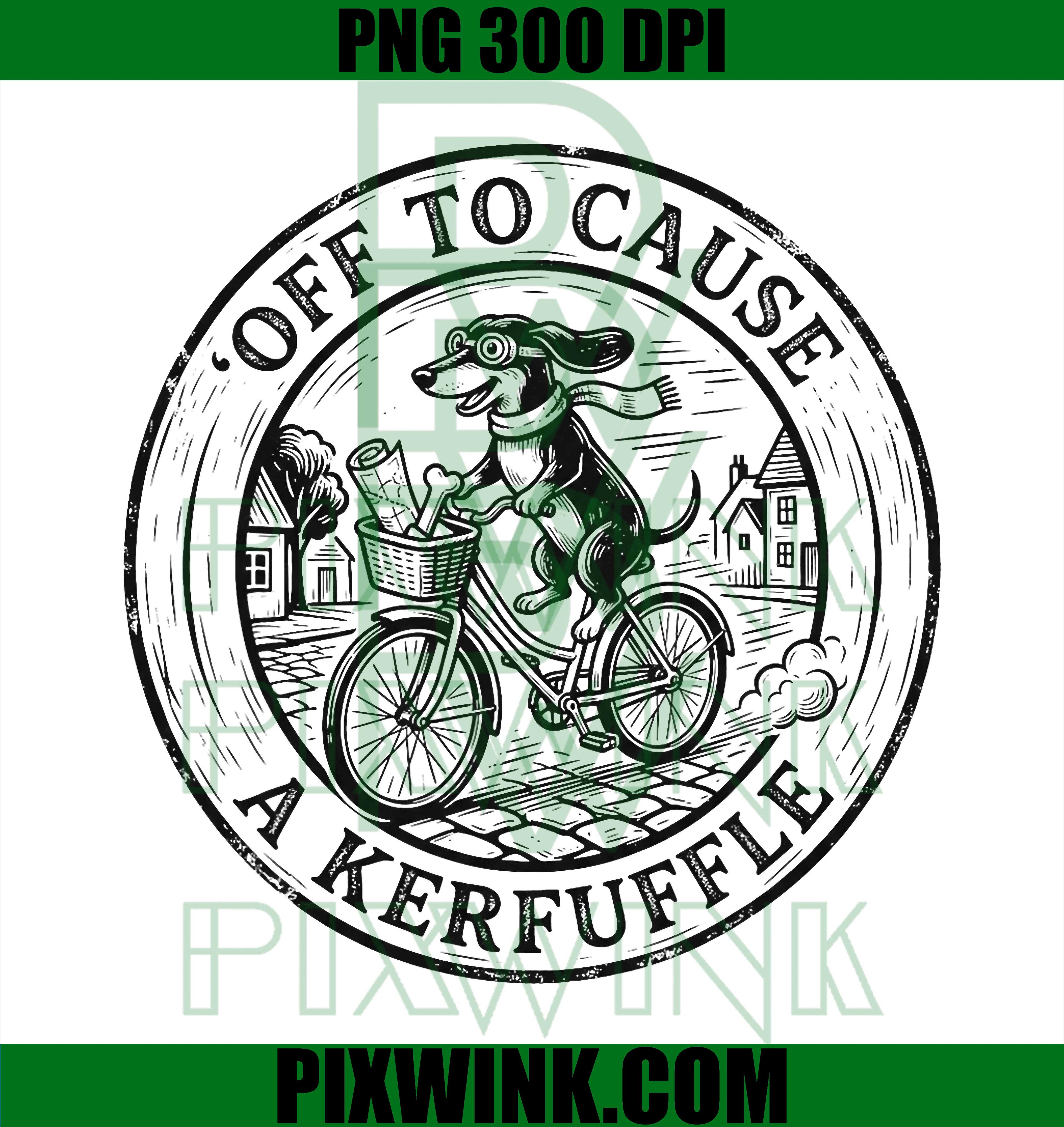 Kerfuffle Dachshund Bike PNG, Funny Dog Meme Retro Design PNG