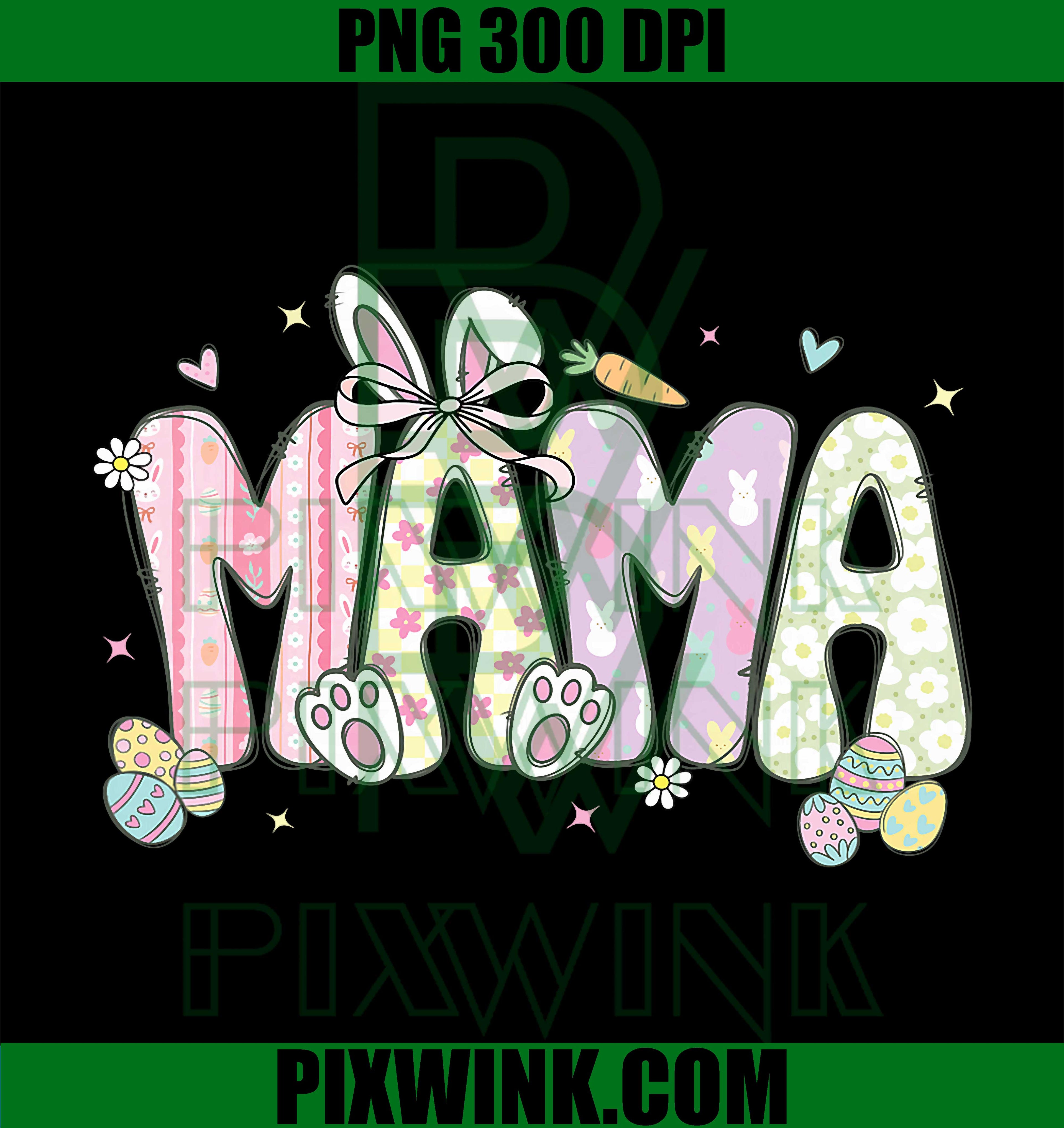 Cute Easter Mama Bunny PNG, Pastel Floral Patchwork Spring Mom PNG