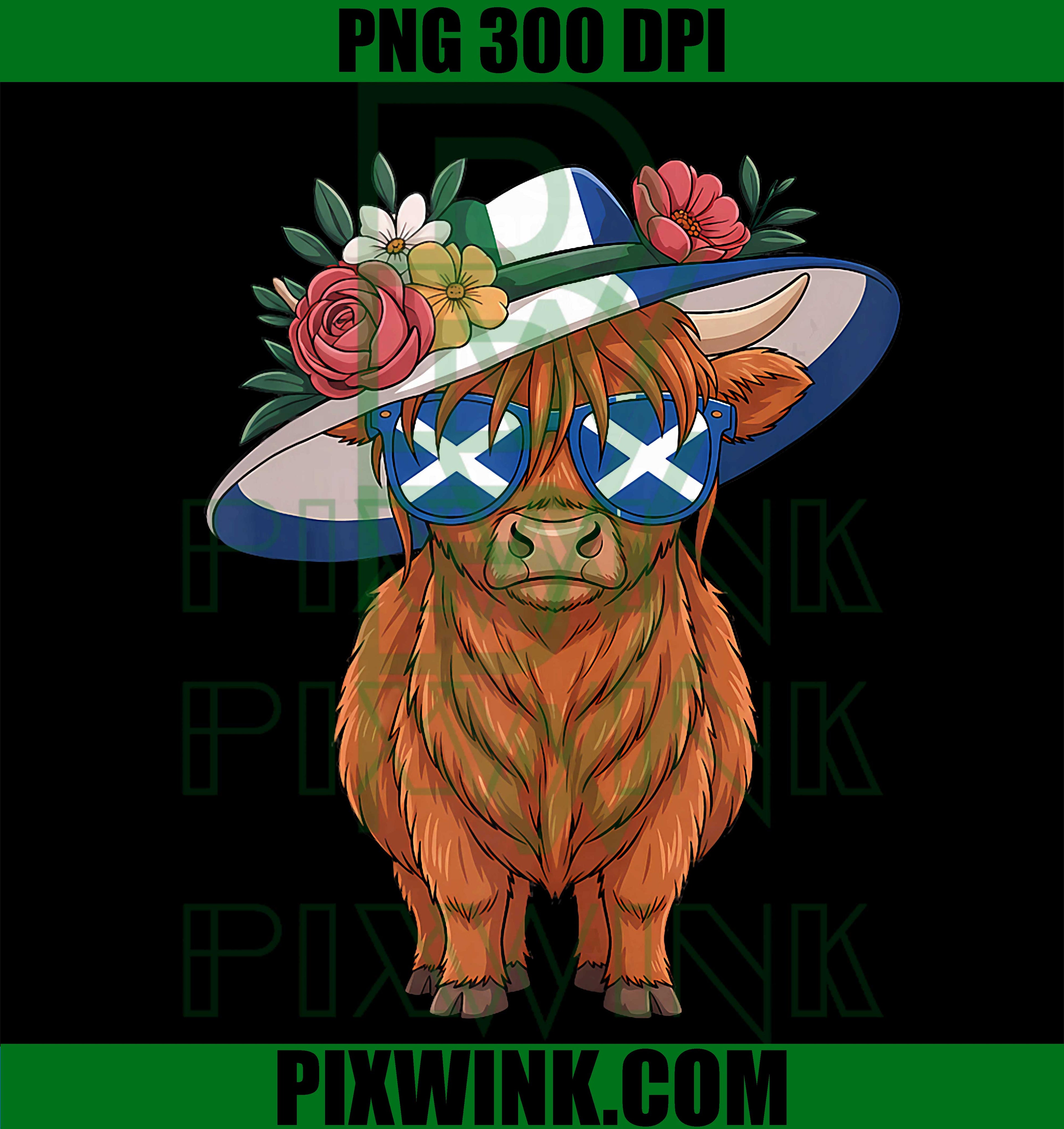 Scottish Highland Cow PNG, Scotland Flag Highlander Cow Graphic PNG