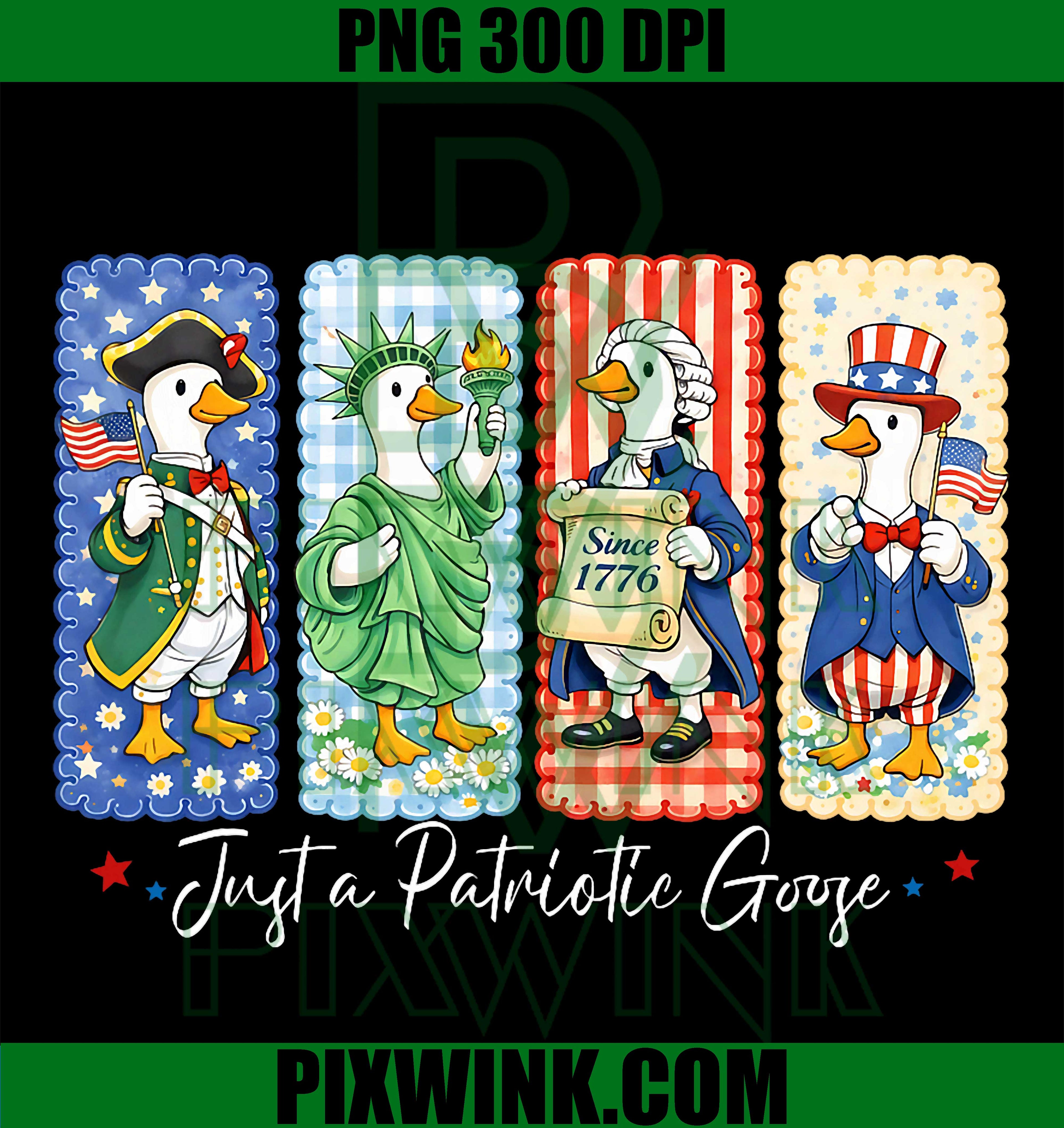 Patriotic Goose PNG, 1776–2026 USA PNG 4th of July Funny Design