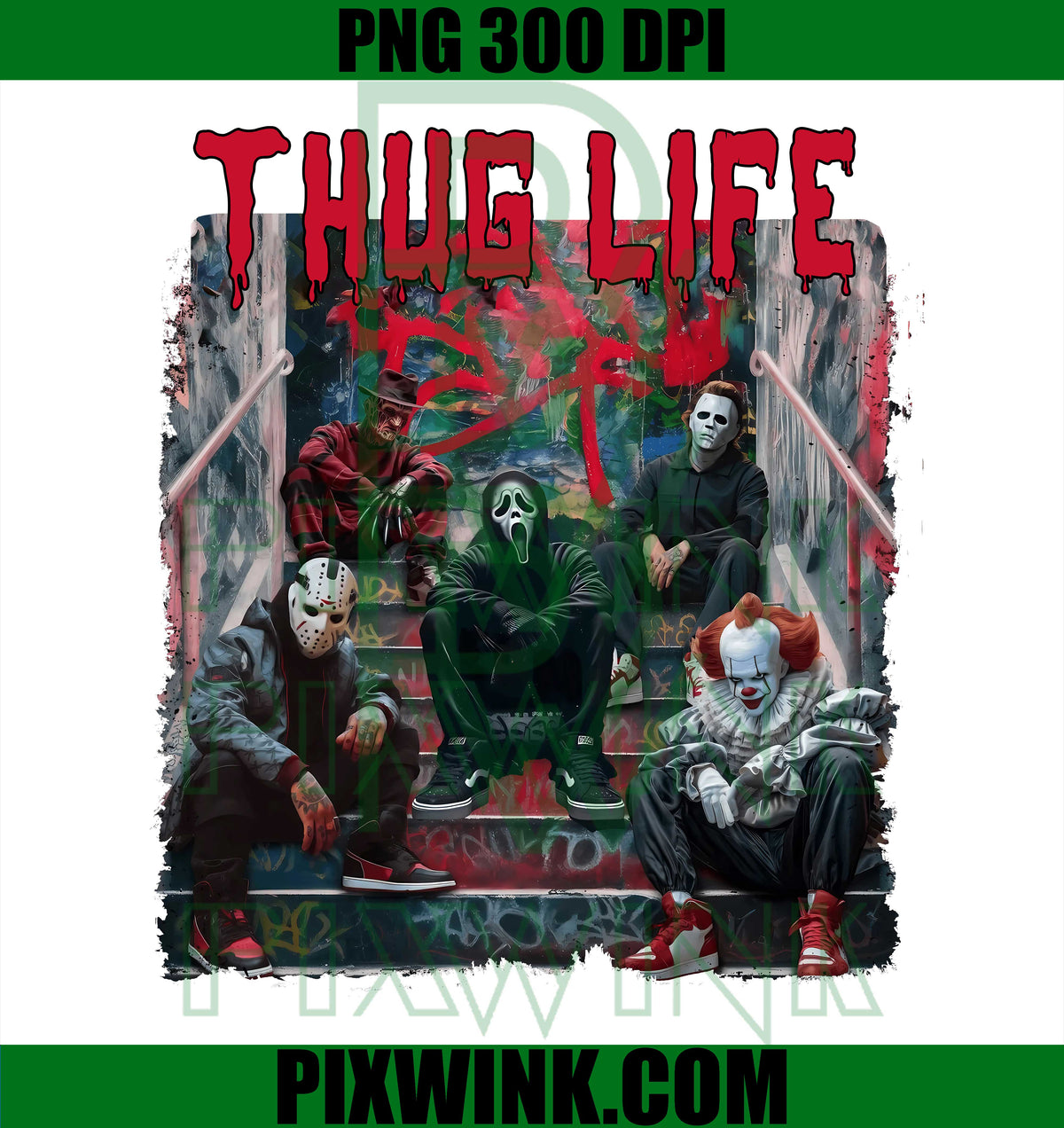 Modern Thug Life PNG, Horror Movie PNG, Halloween Slasher Squad PNG