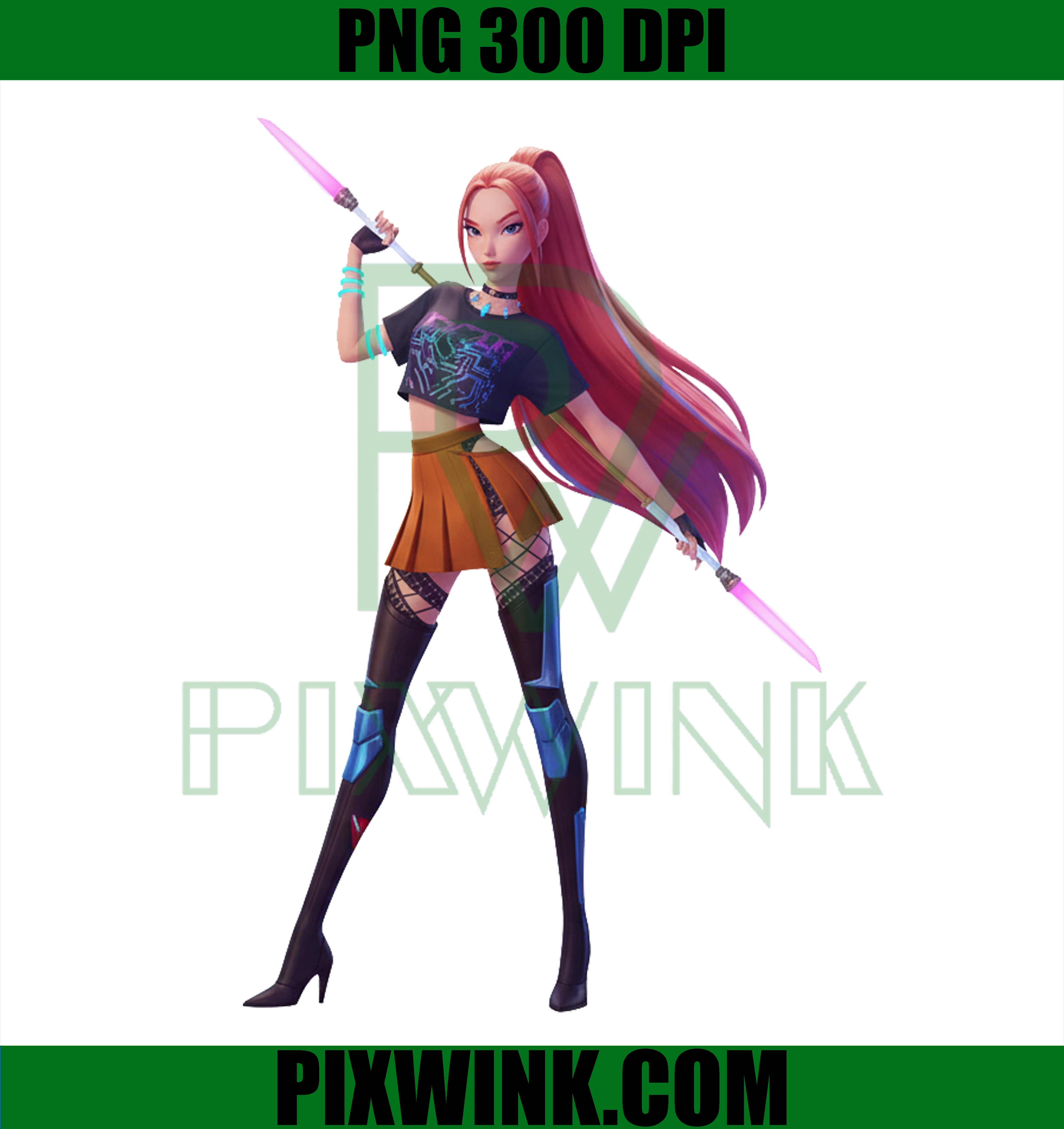 Mira K-Pop Demon Hunters PNG, Digital Warrior Clipart, Instant Download
