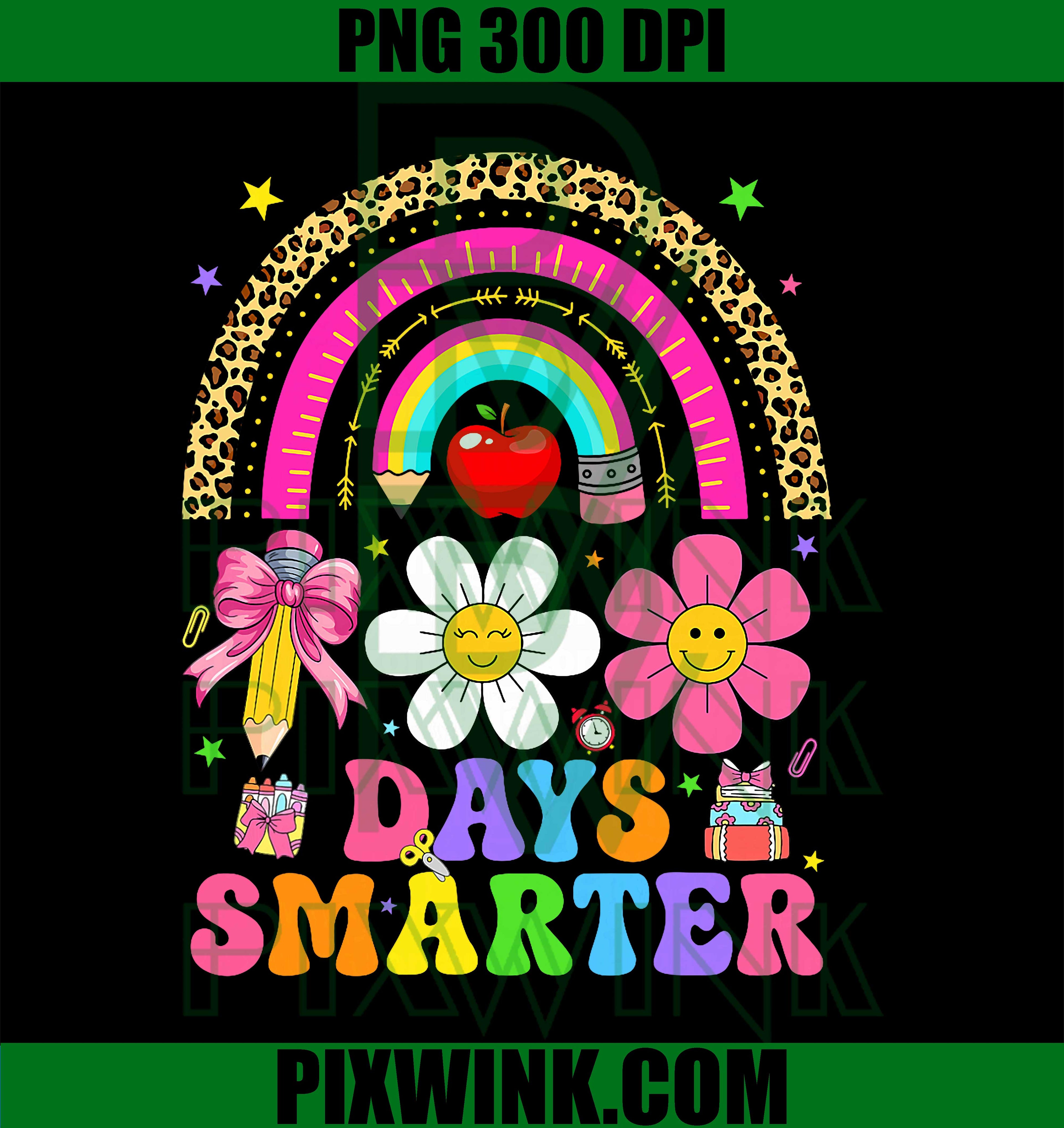 100 Days of School, 100th Day Smarter Rainbow Teacher PNG