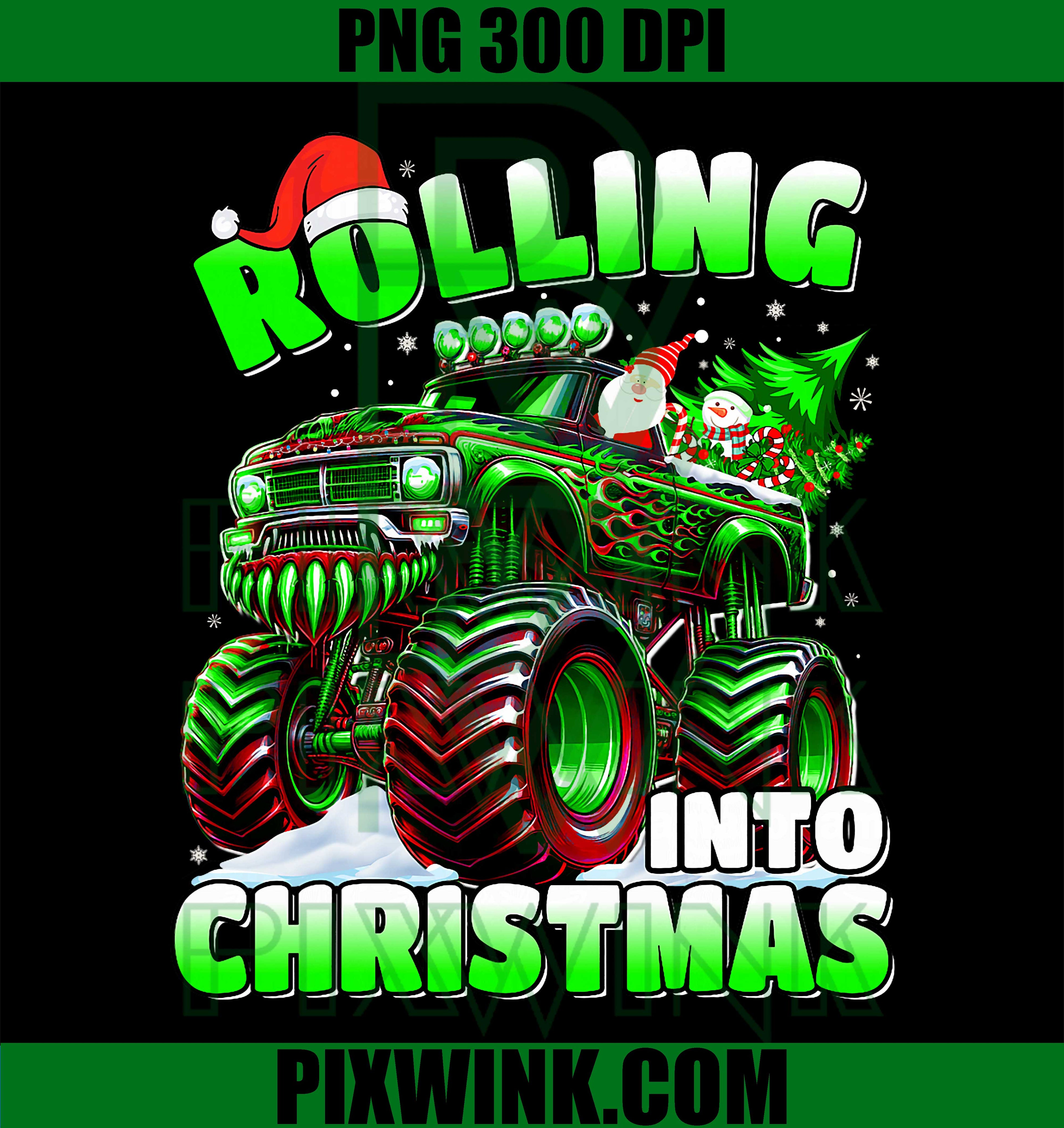 Rolling Into Christmas, Monster Truck Holiday PNG
