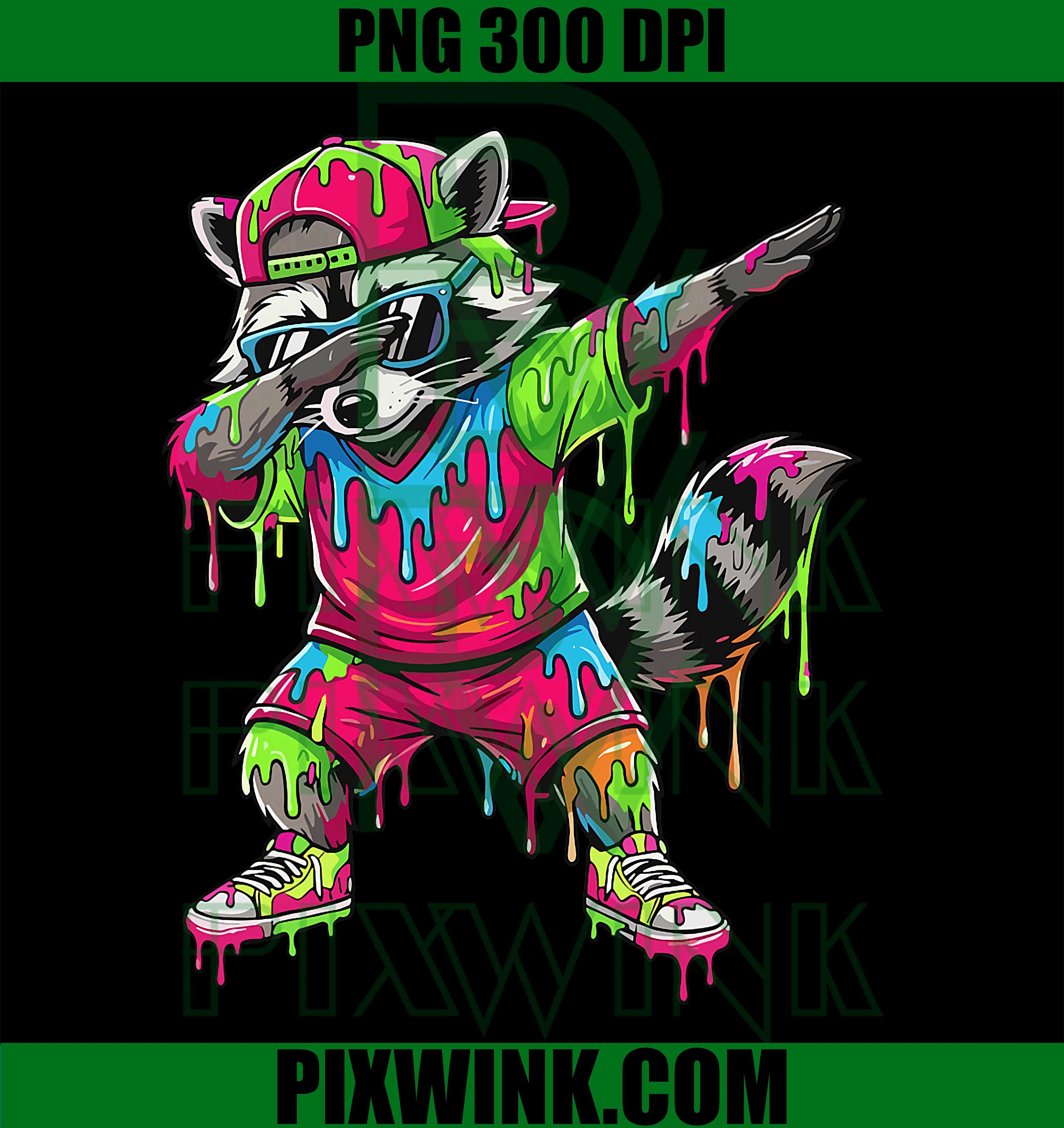 Dabbing Raccoon PNG, Ice Cream Drip Meme PNG, Racoon Animal Lovers PNG