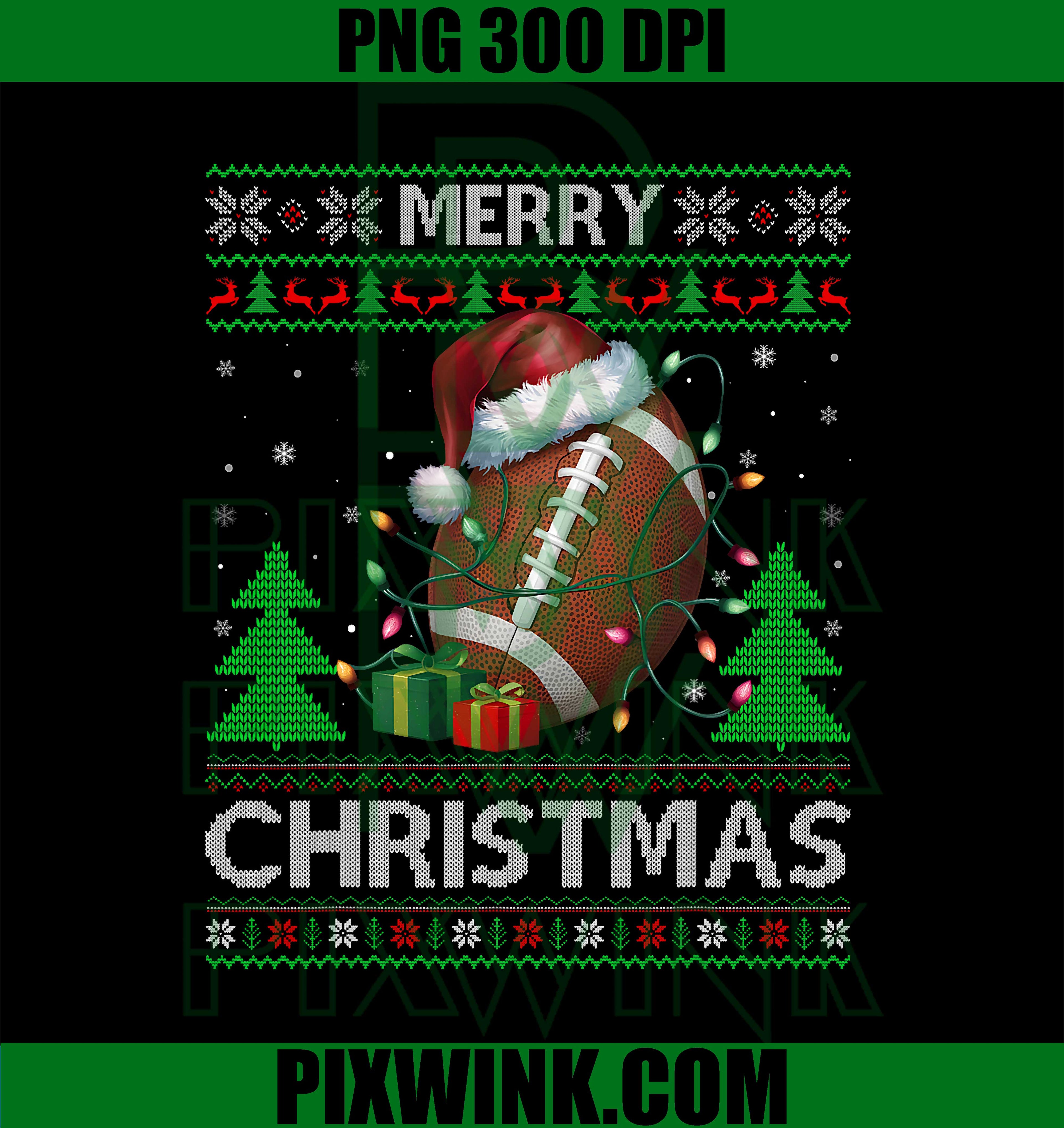Santa American Football Christmas PNG 