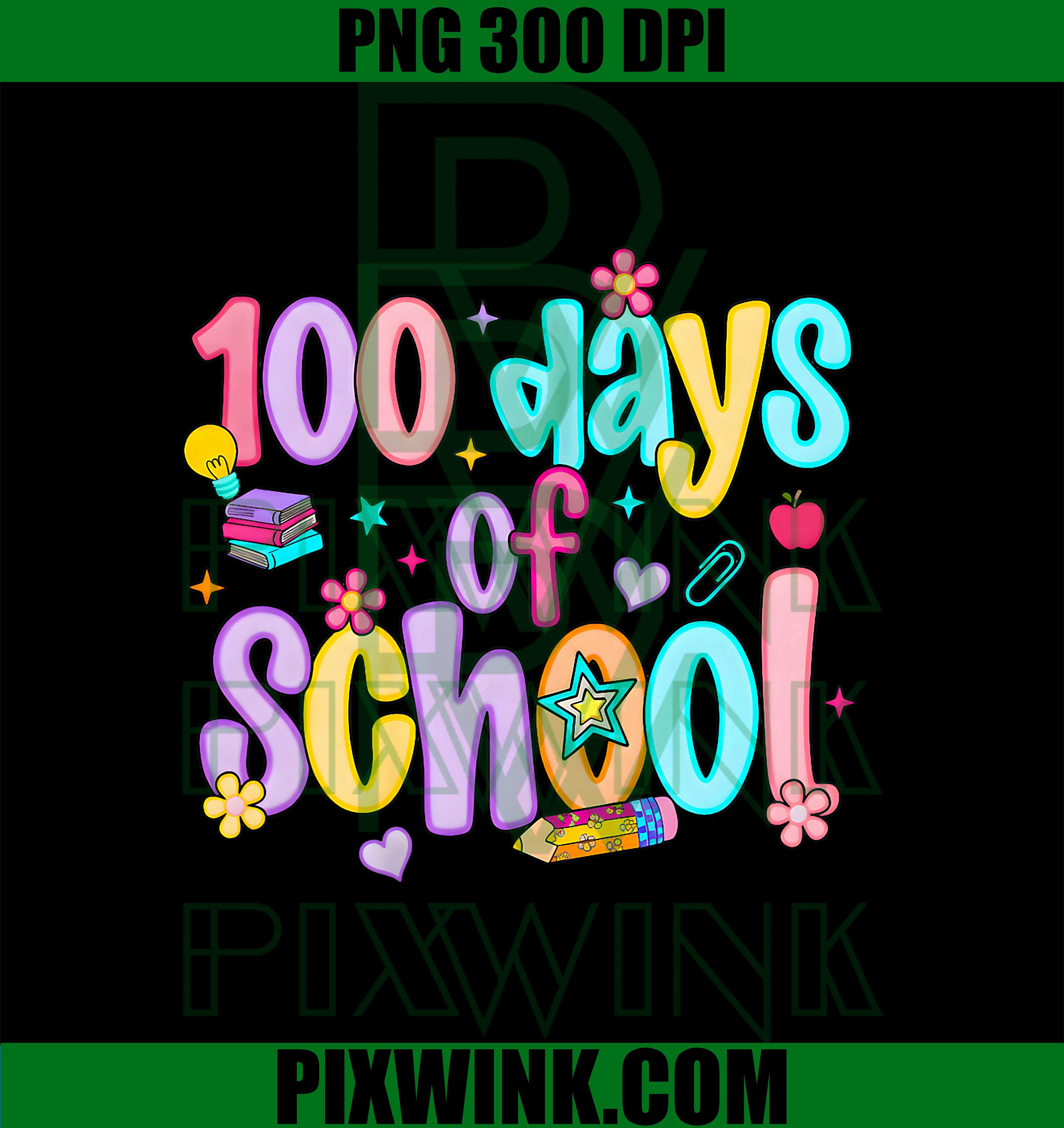 100 Days of School, Preppy 100th Day of School Teacher PNG
