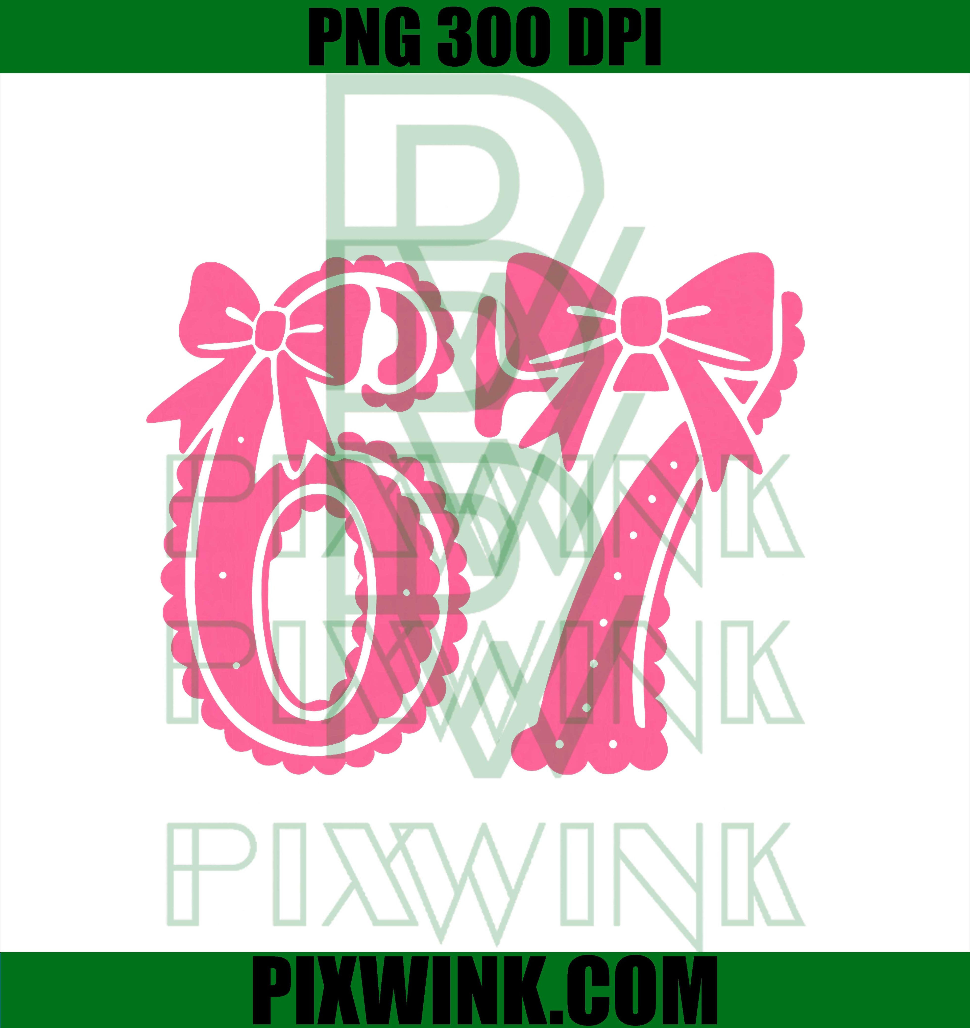 67 Number Six Seven Alpha Slang Coquette Bow Pink Funny Meme PNG