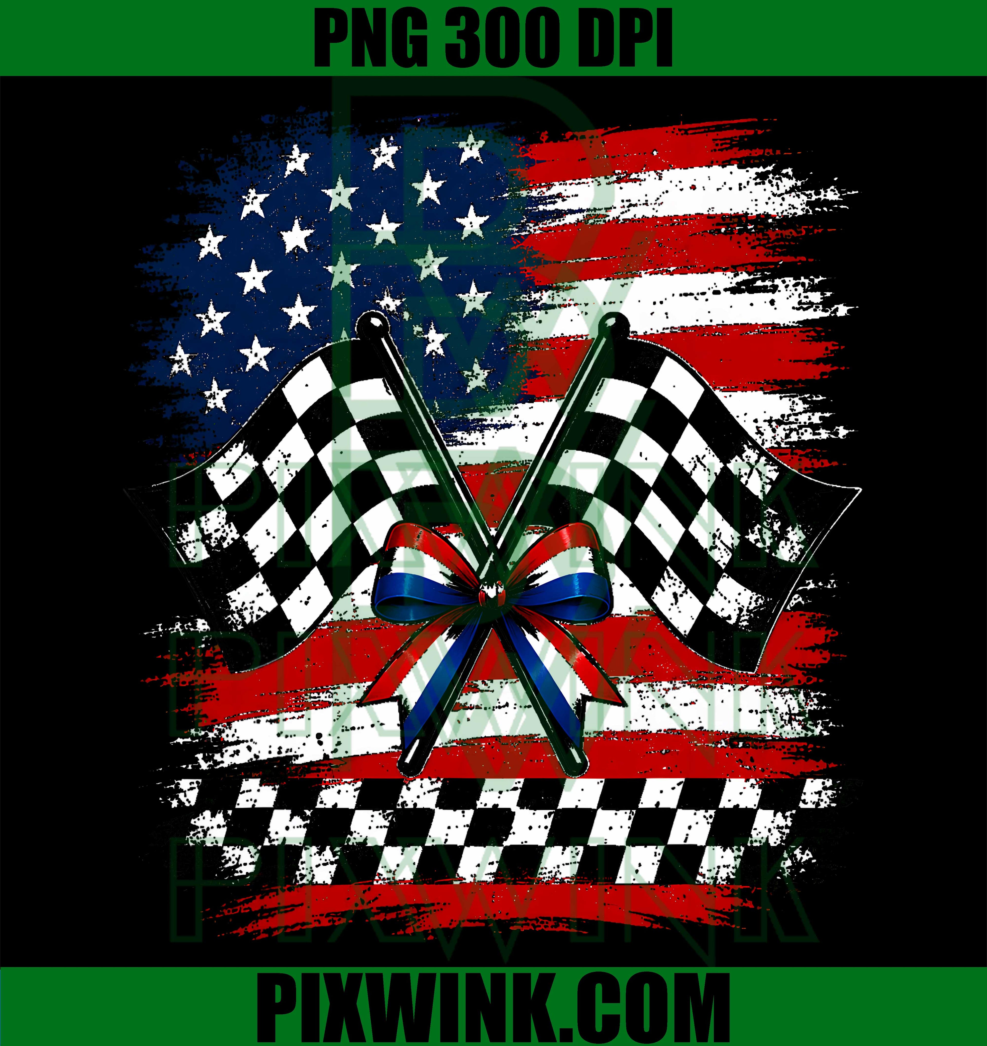 4th of July USA Patriotic Racing Flags PNG,Checkered Race Day PNG