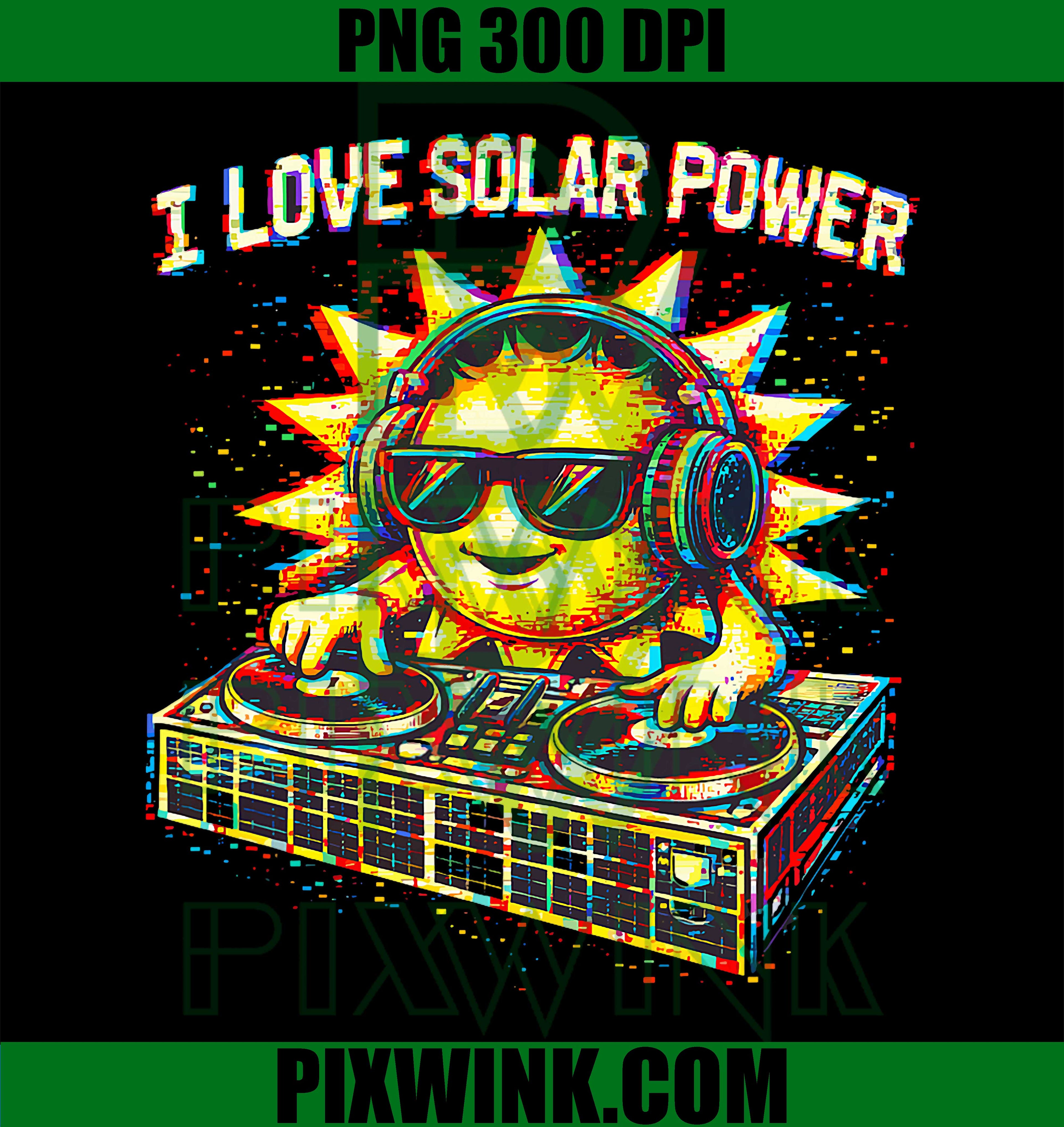Solar Power Sun DJ Glitch Art PNG, Funny Music Lover Design PNG