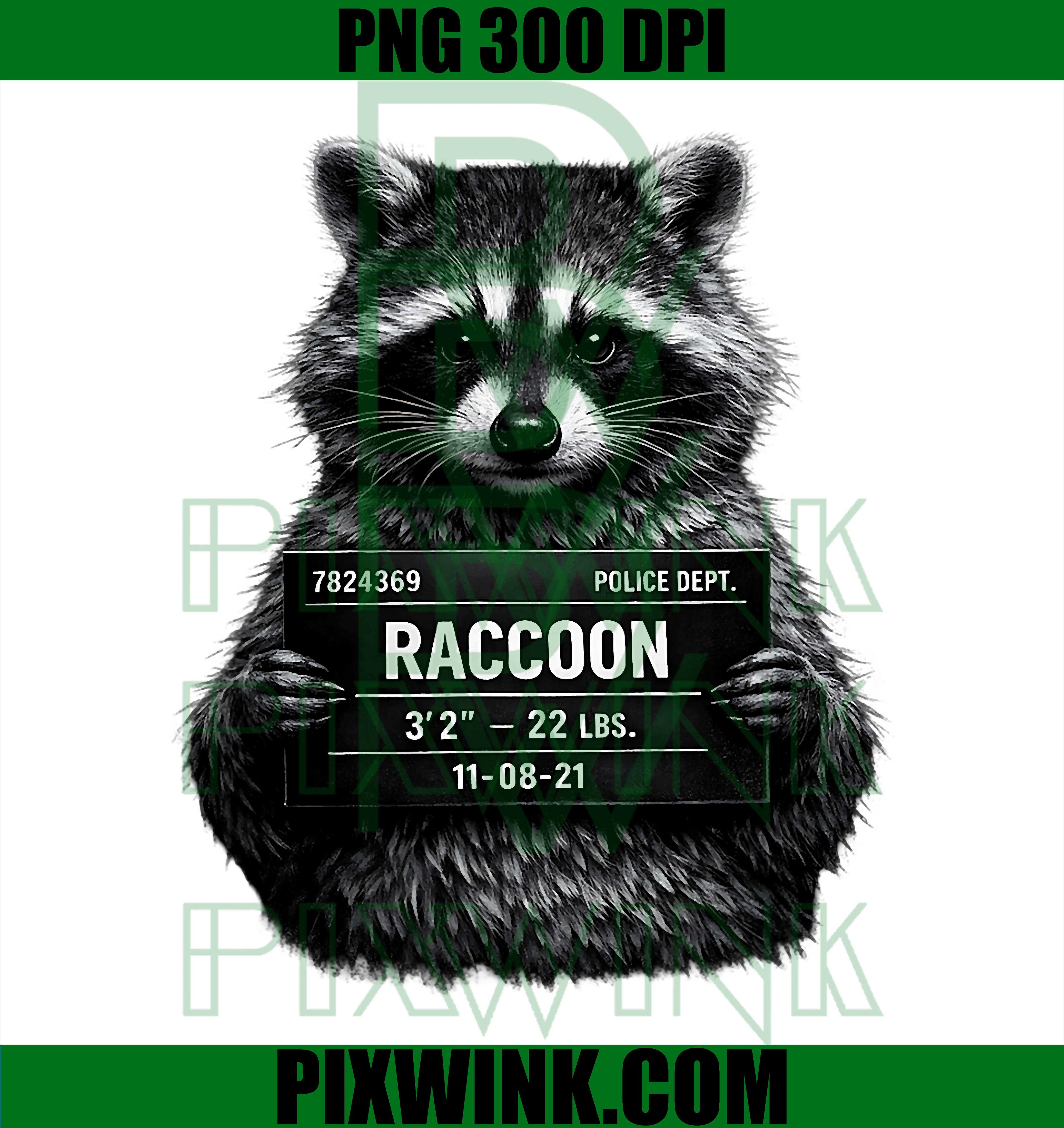 Funny Raccoon Mugshot PNG, Arrested Animal Meme PNG