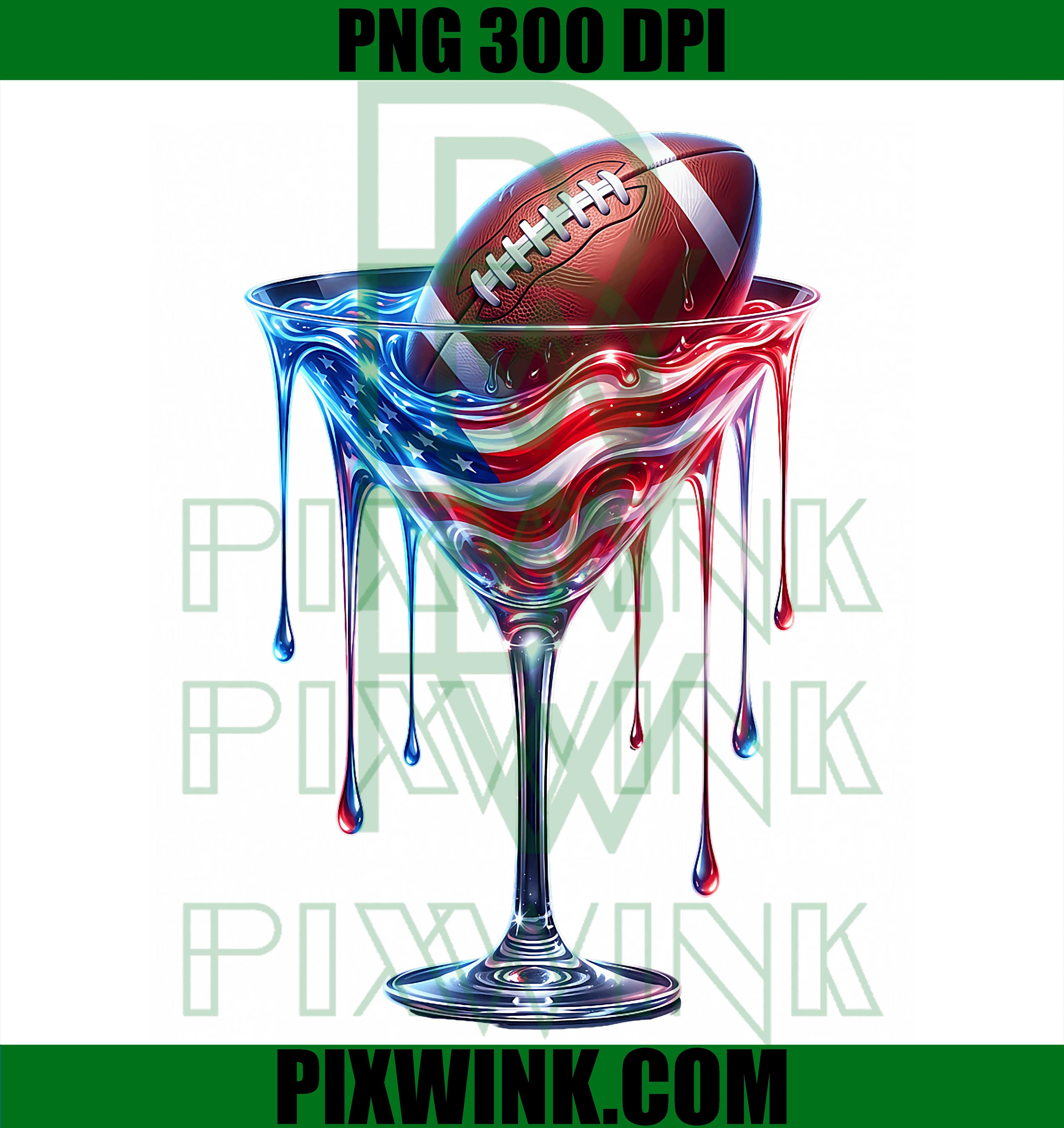 Football Drip Ice Cream Dripping PNG, 4th Of July American Flag PNG