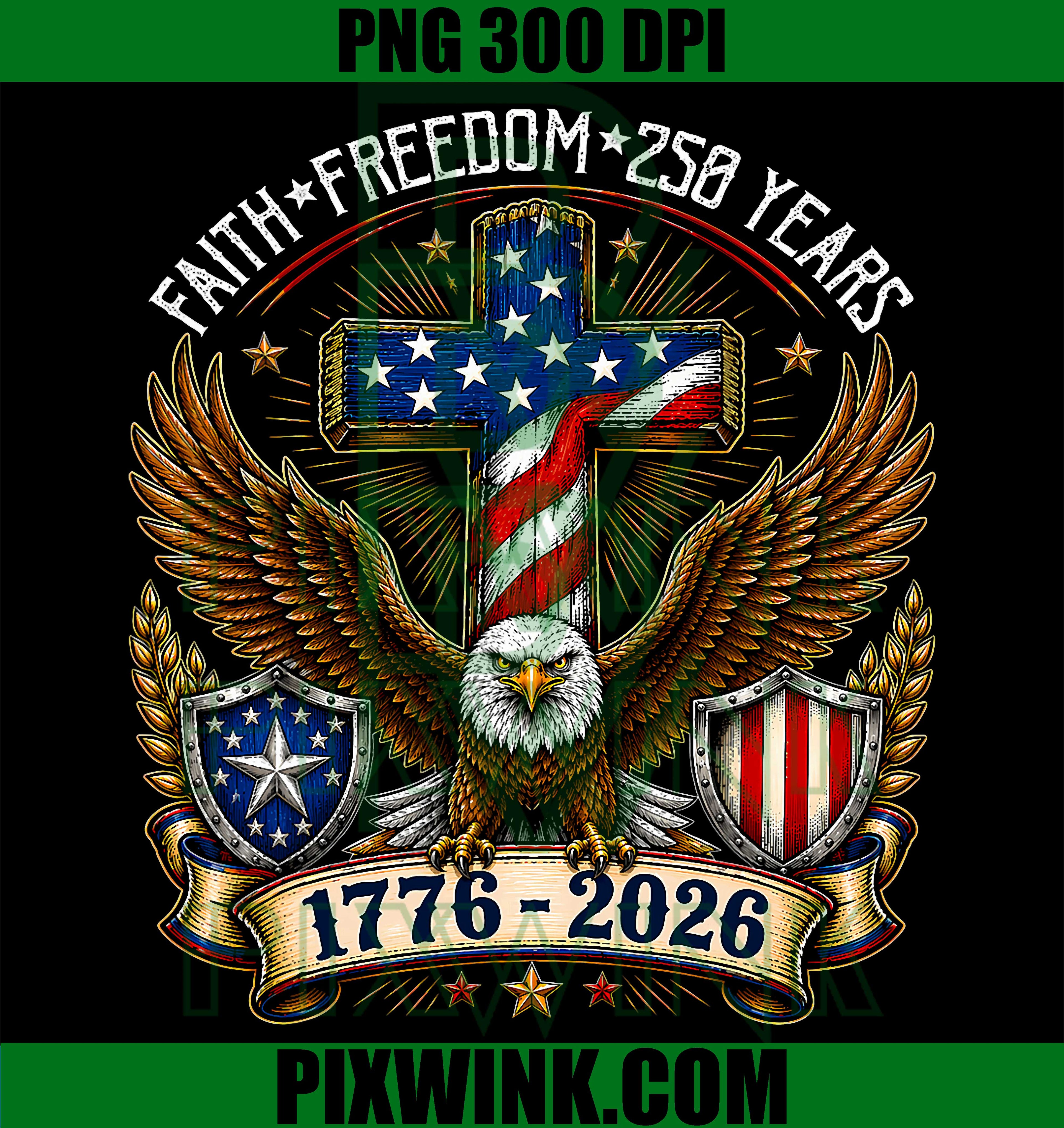 250th USA Faith Freedom PNG, Patriotic 4th July PNG Design