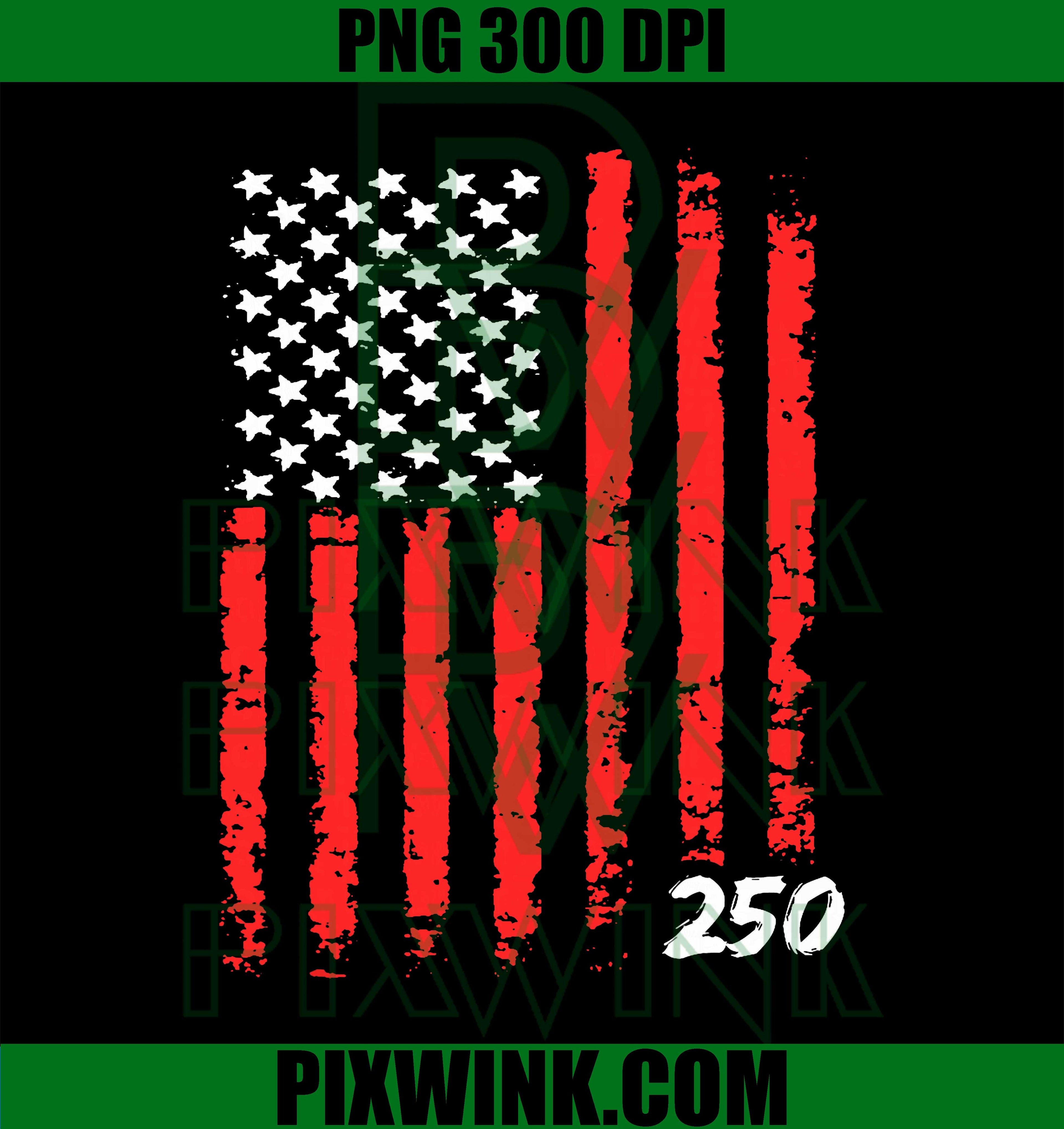 250th Anniversary American Flag PNG, Dark Brown USA Patriotic Design PNG