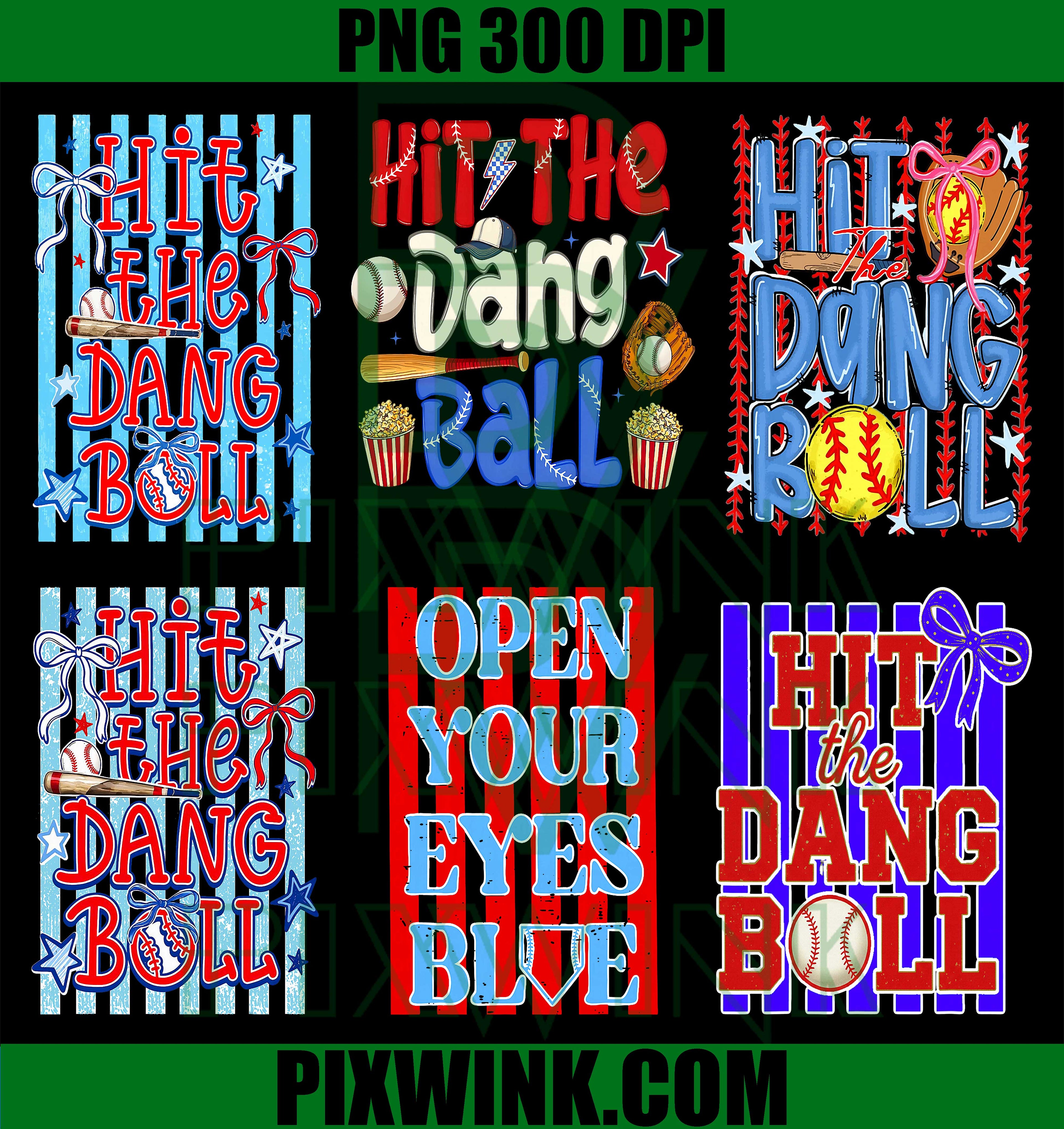Baseball Softball Bundle, Hit The Dang Ball PNG, Sports Coquette Art