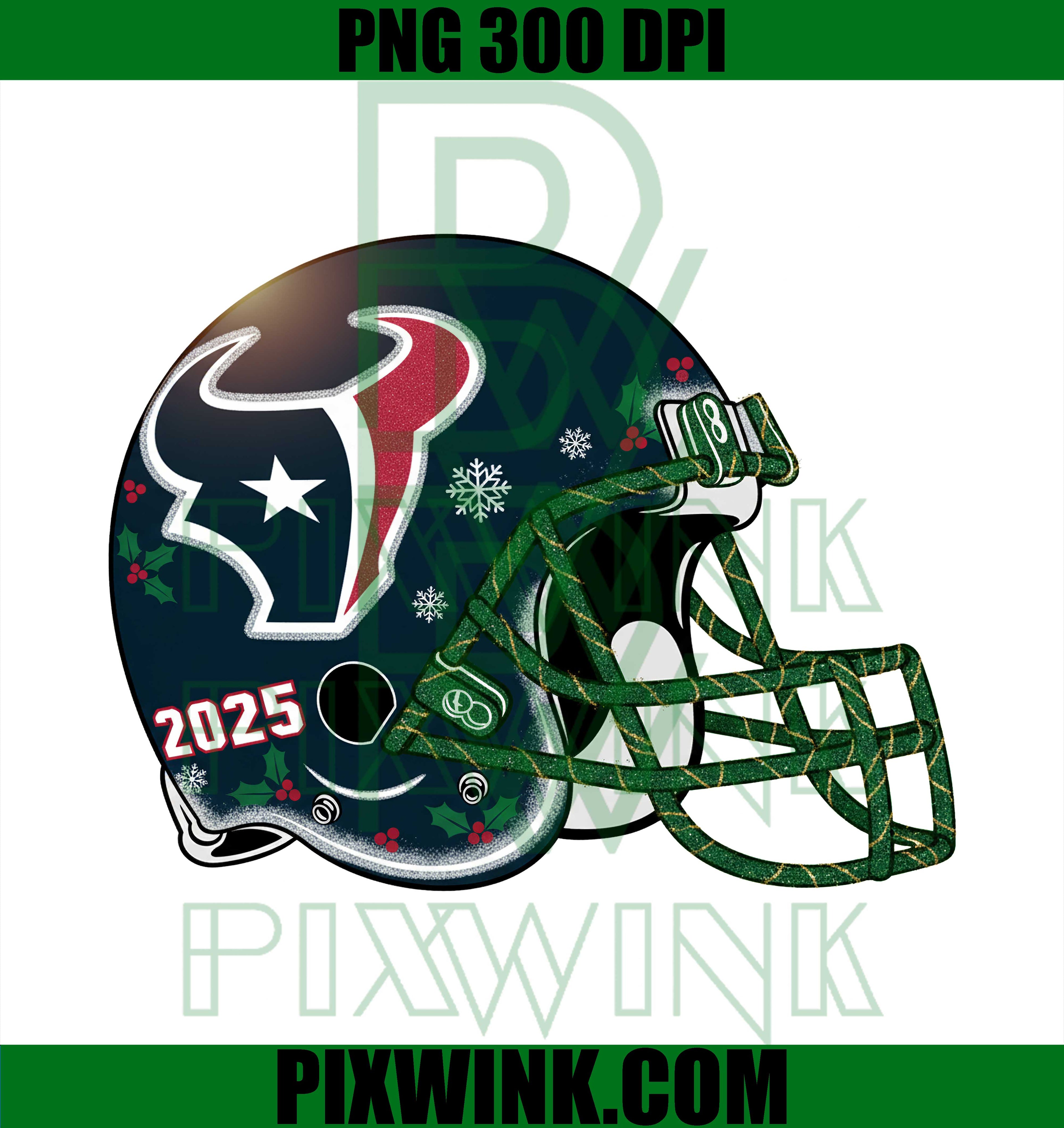Houston Texans Christmas Football Helmet PNG, 2025 Holiday Design PNG