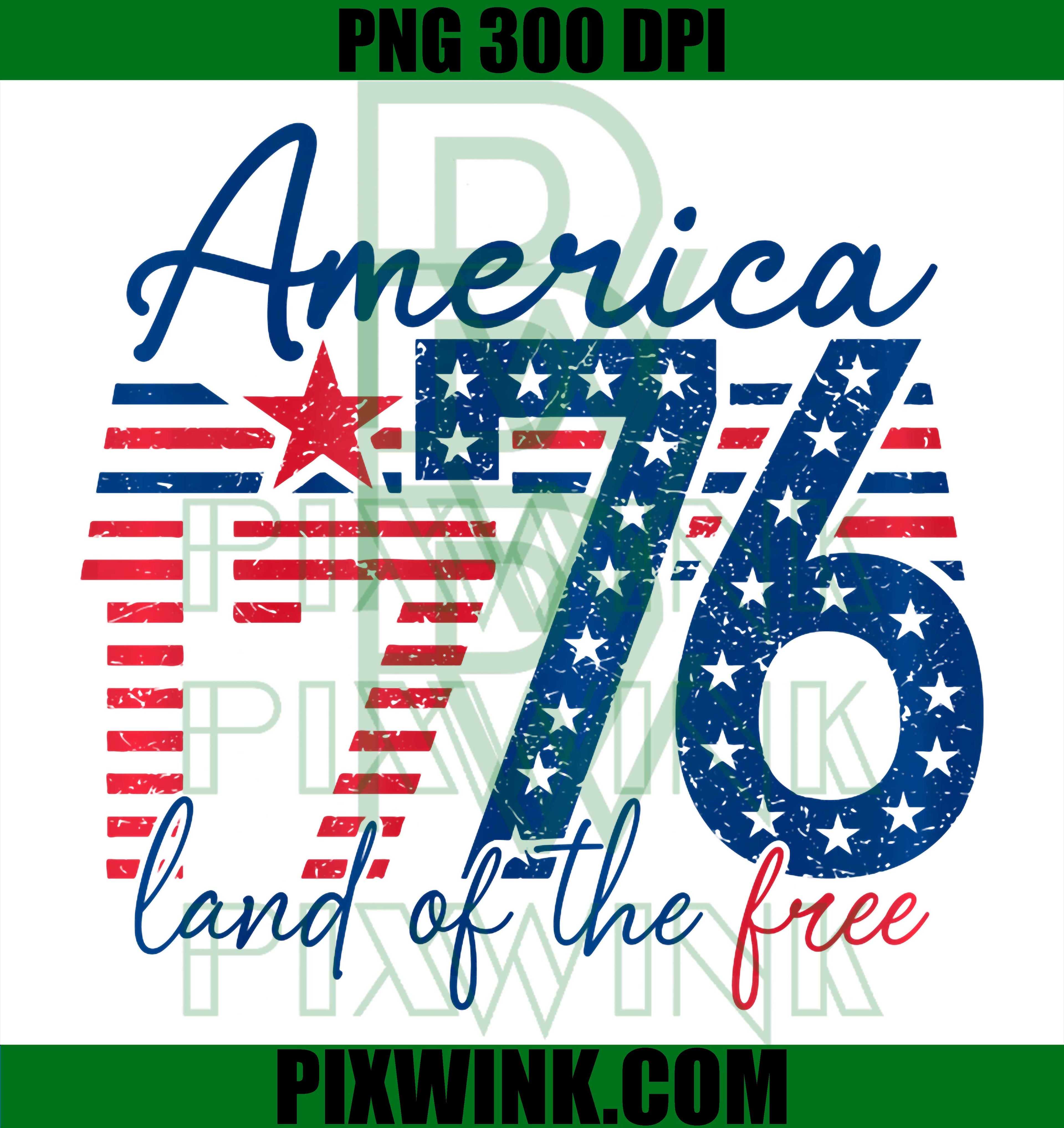 America 1776 PNG, Land of the Free PNG Patriotic 4th of July Design