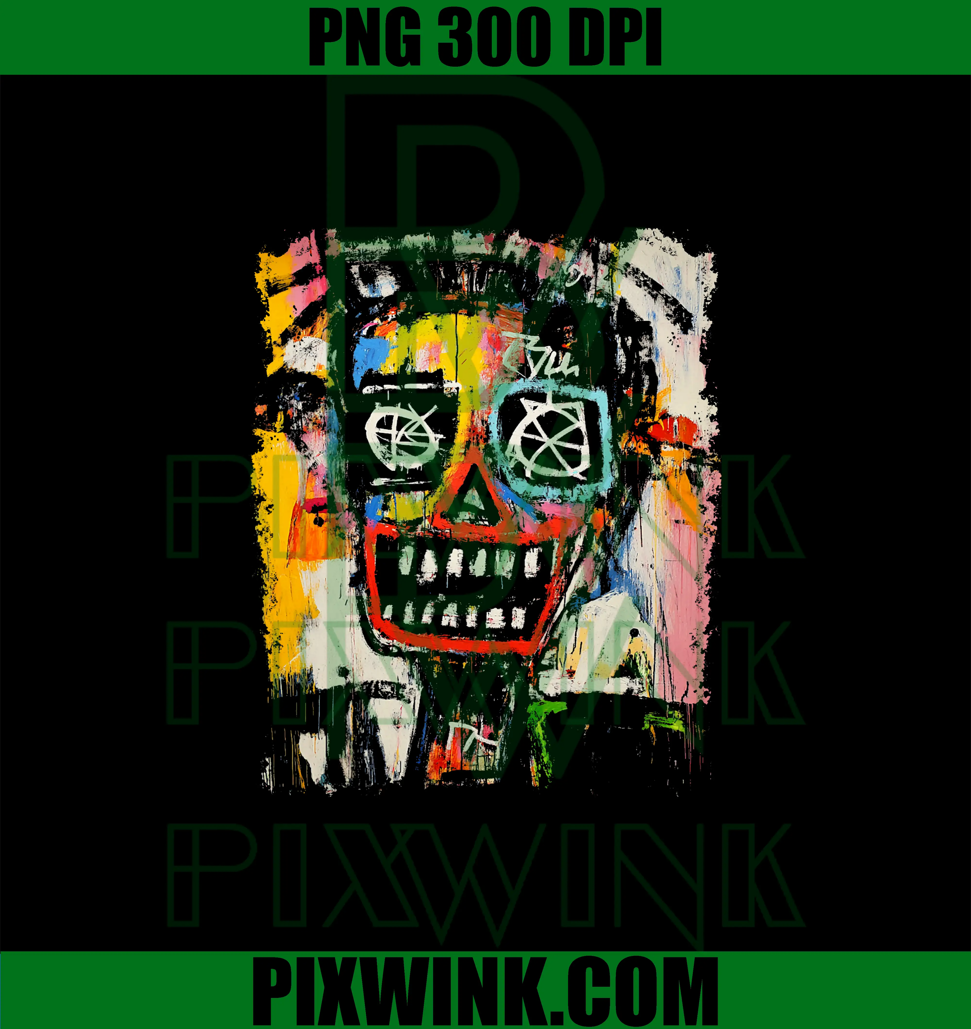 Abstract Graffiti Skull Art PNG, Colorful Expressionism Skull PNG