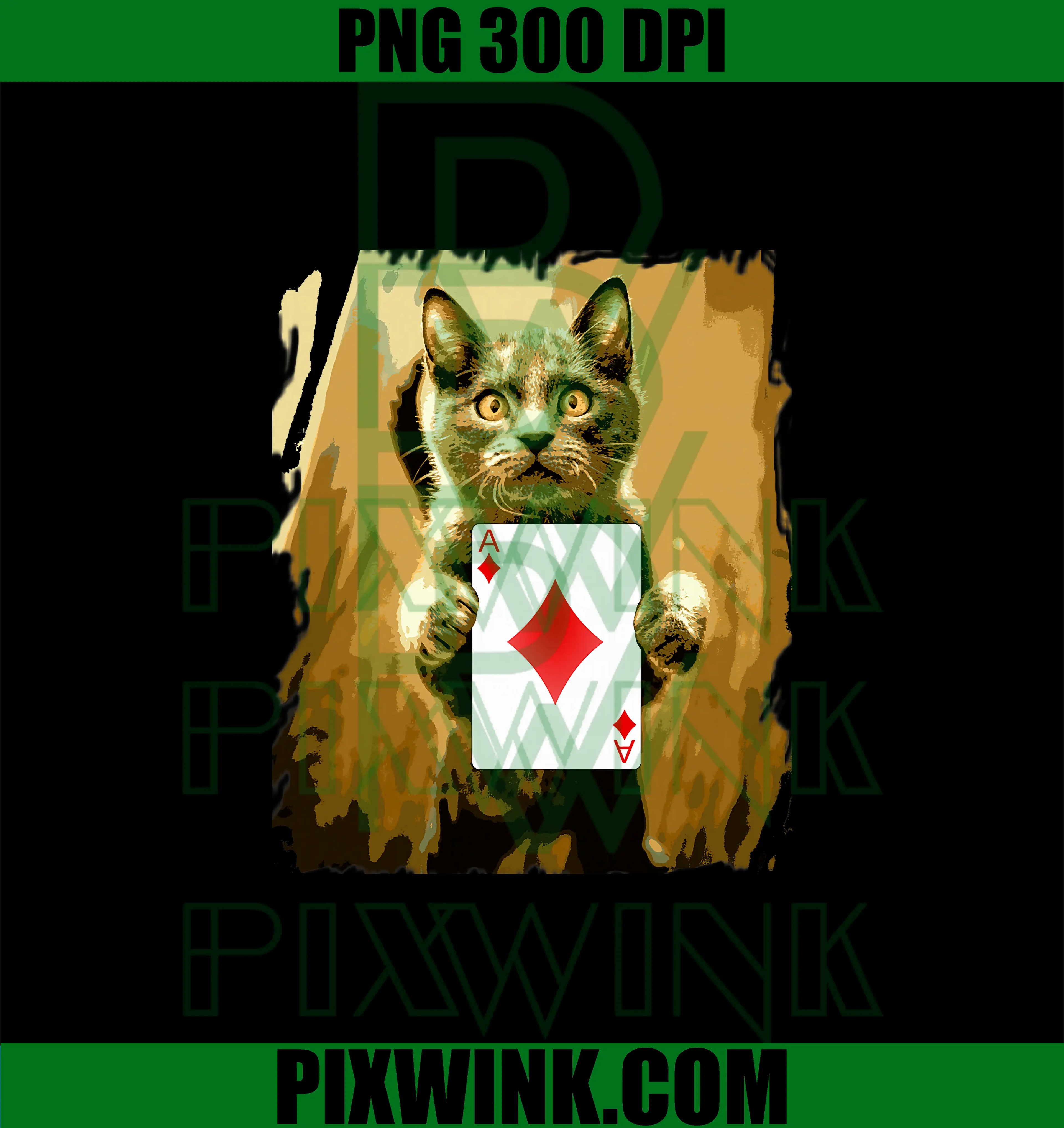 Ace Diamonds Cat PNG, Play Poker Lucky Player Winner PNG