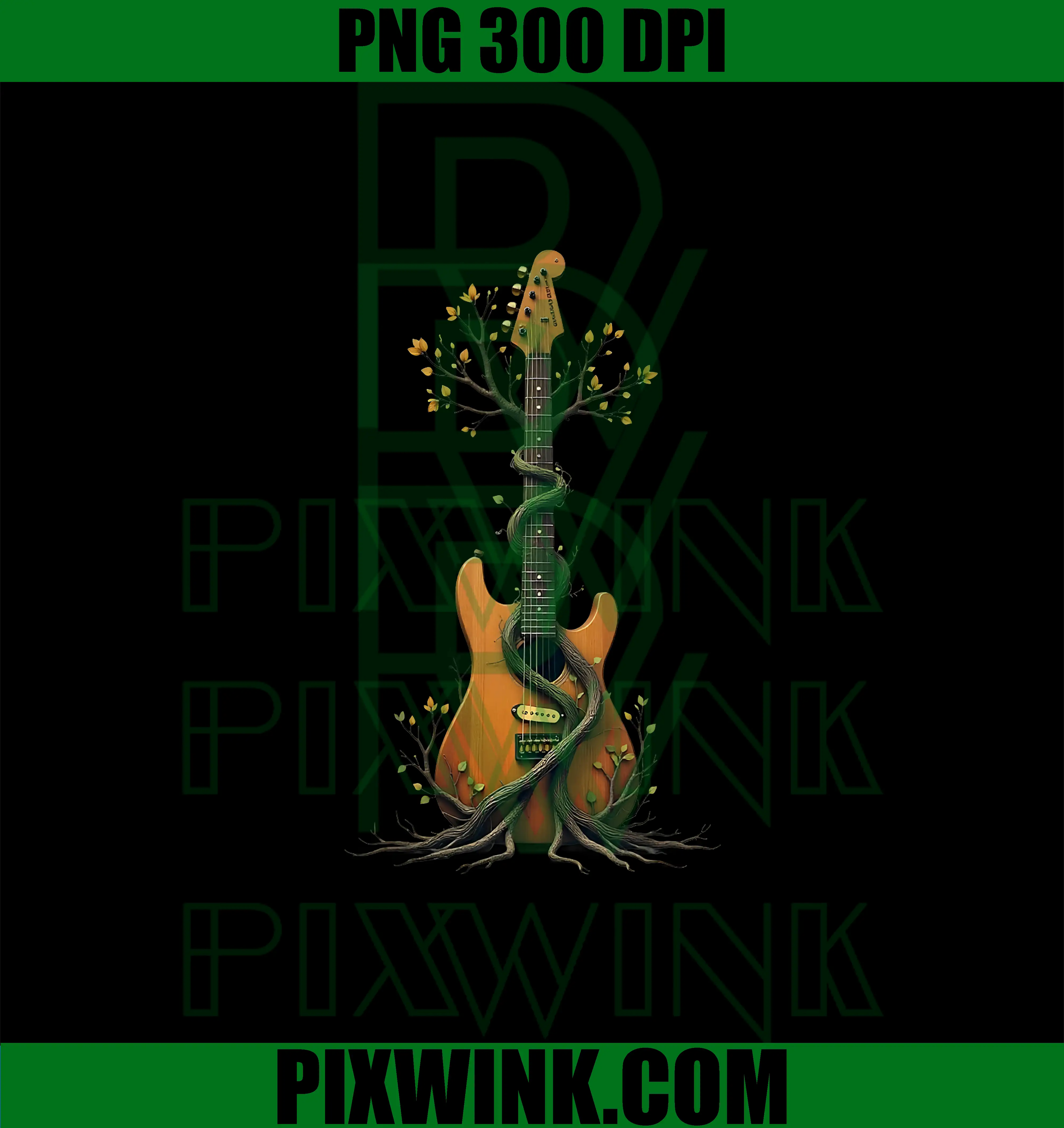 Acoustic Guitar Tree of Life PNG, Guitar Player Guitarist PNG