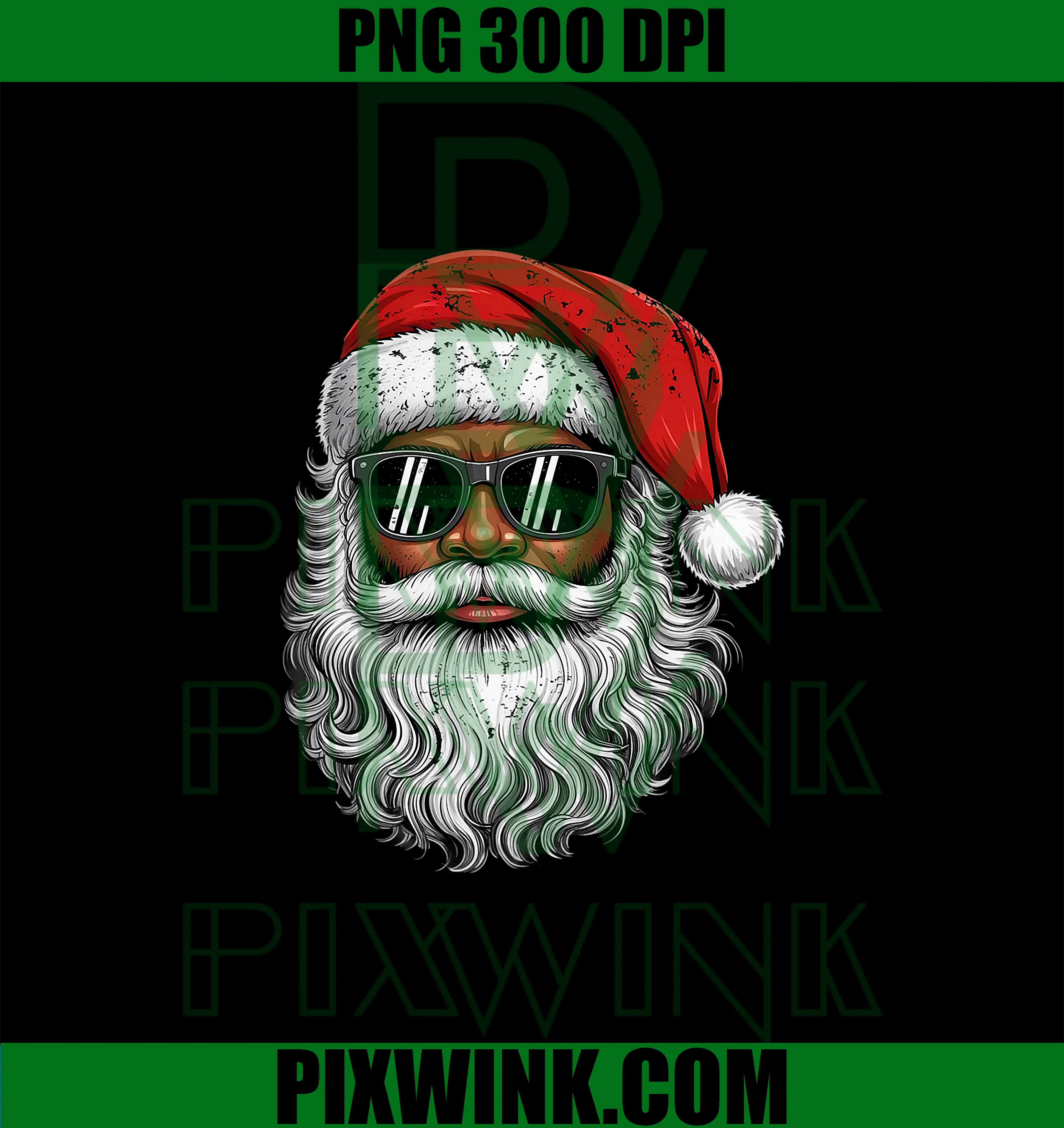 Black Santa With Sunglasses PNG, Modern Christmas Santa Design PNG