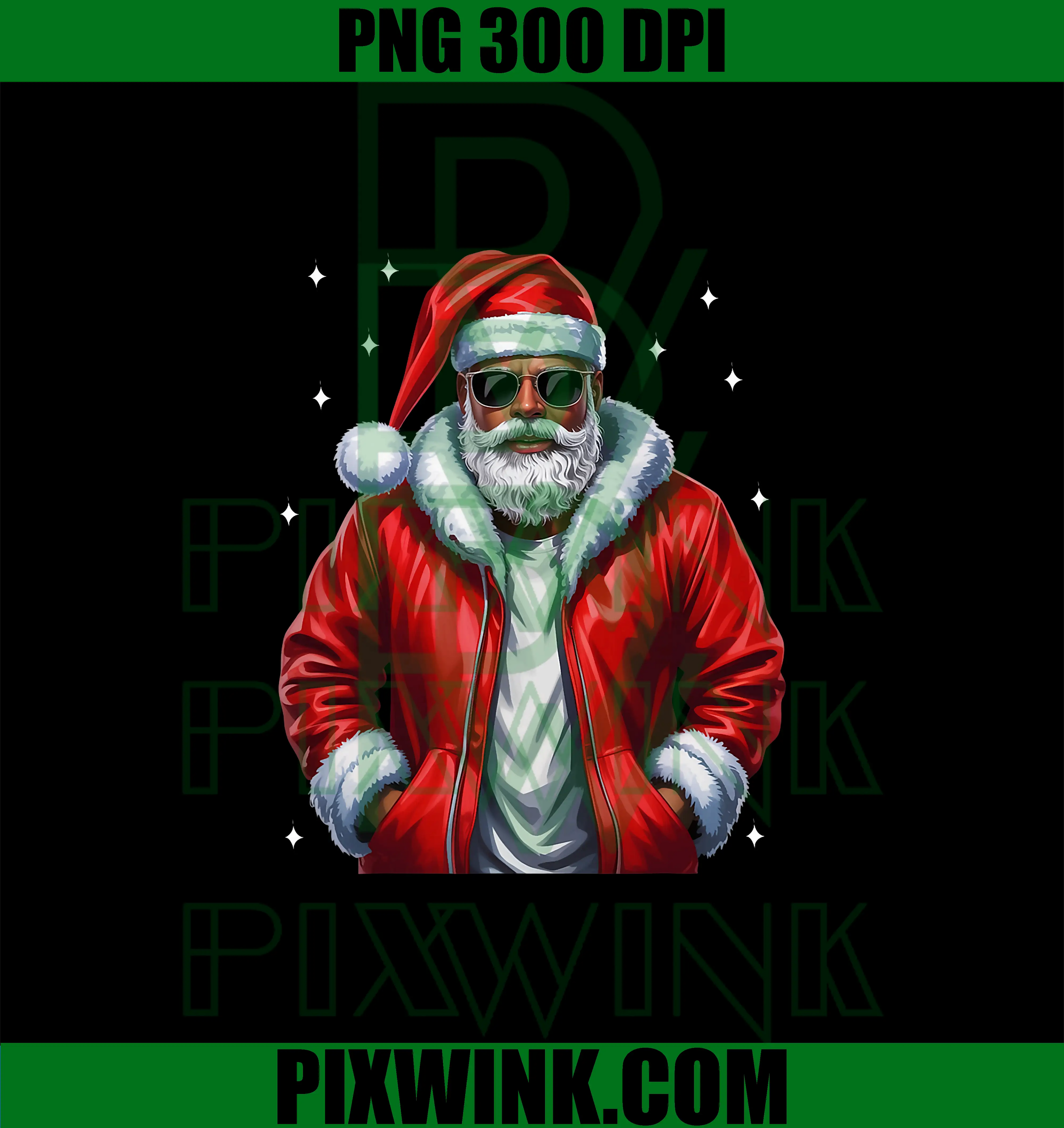African American Santa Claus PNG, Cool Black Santa Christmas Art PNG