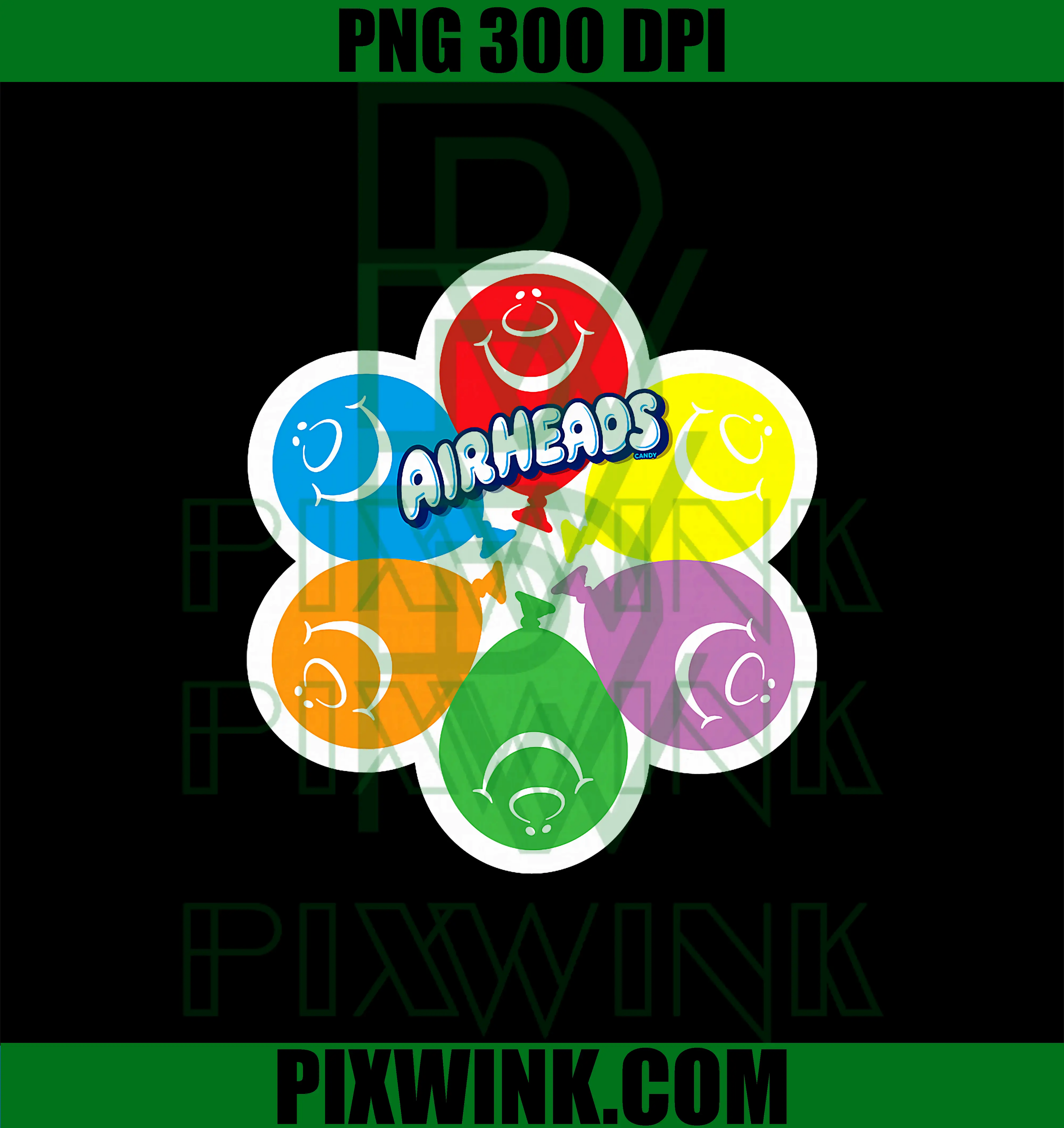 Airheads Candy Flower PNG, Colorful Smiley Balloon Candy PNG