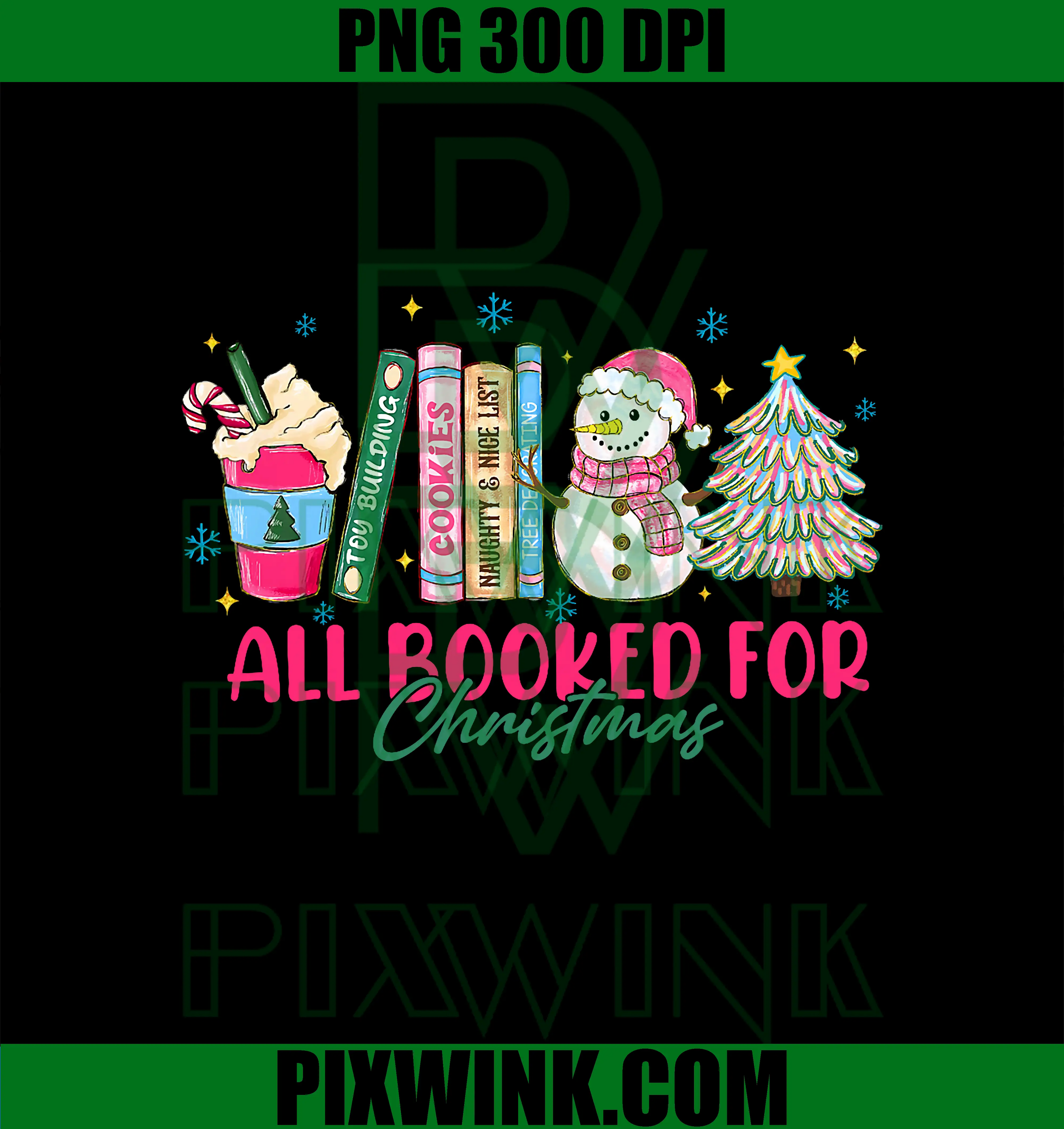 All Booked For Xmas PNG, Coquette Xmas Book PNG, Club Book Lovers PNG