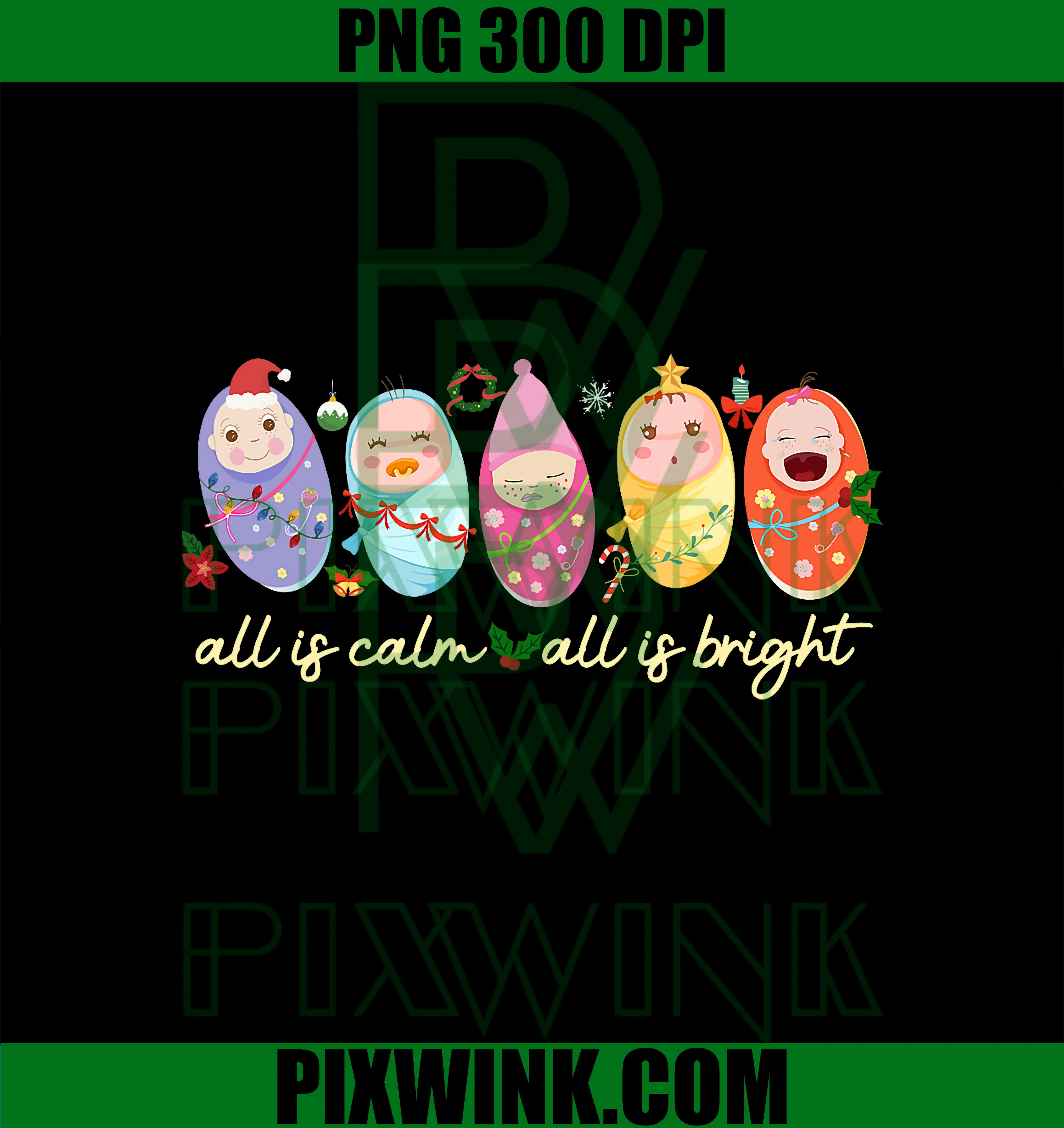 All Is Calm All Is Bright PNG, NICU Mother Baby Nurse Christmas PNG