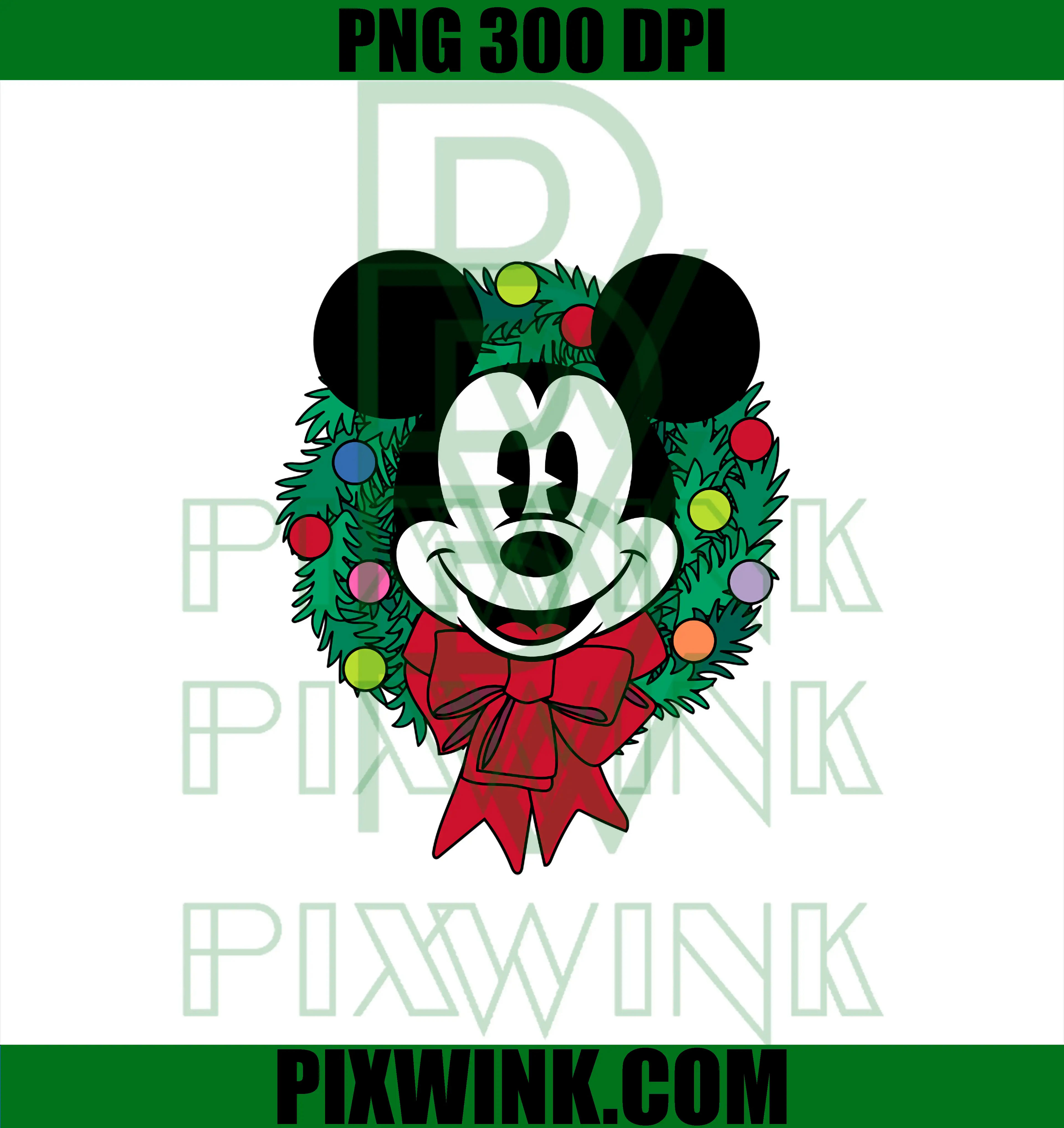 Essentials Mickey Mouse PNG, Festive Holiday Christmas Wreath PNG