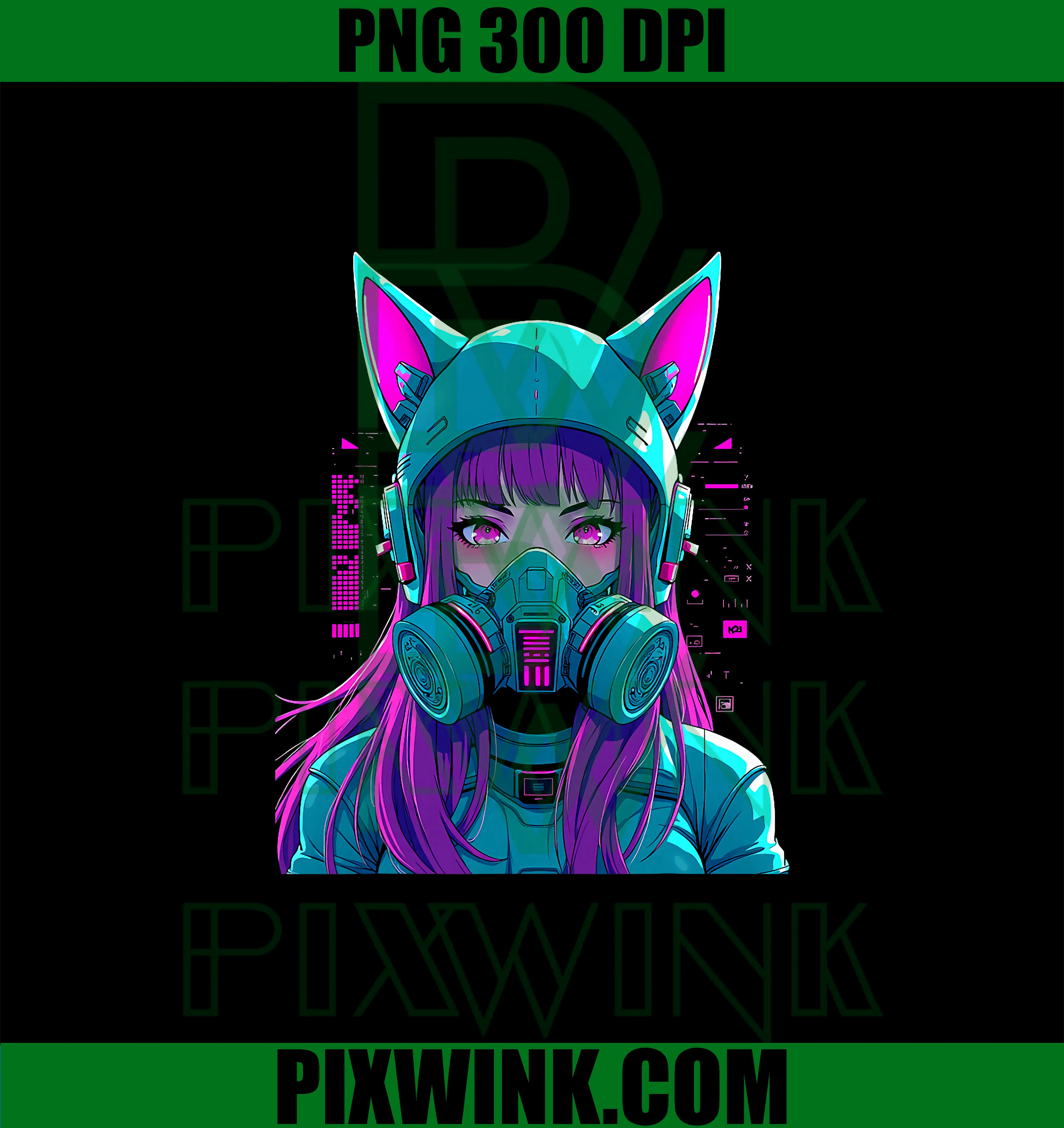 Anime Cyberpunk Girl Sci-fi PNG, Anime Manga Cat Ears PNG