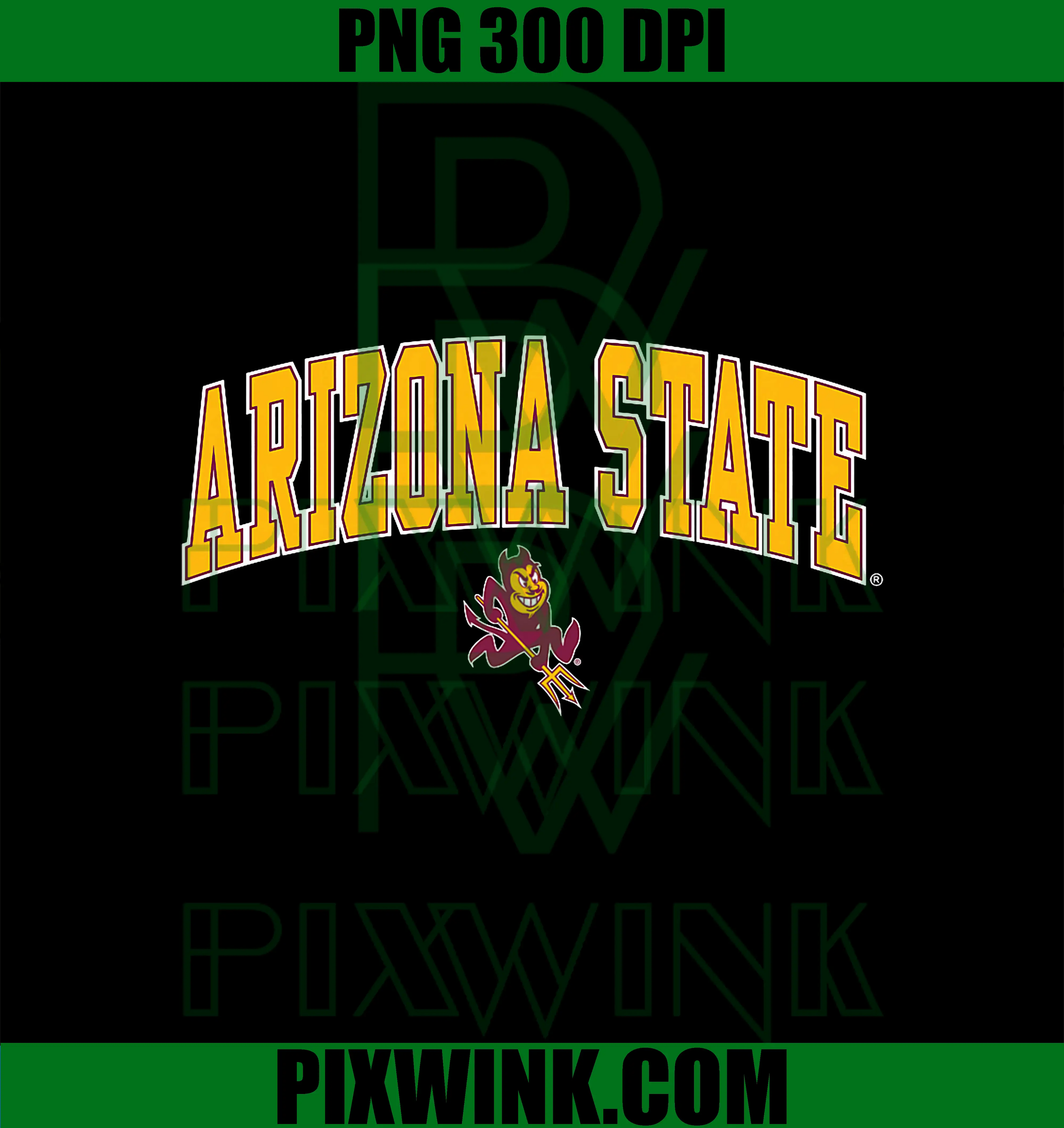 Arizona State PNG, Sun Devils Arch Over Mascot PNG