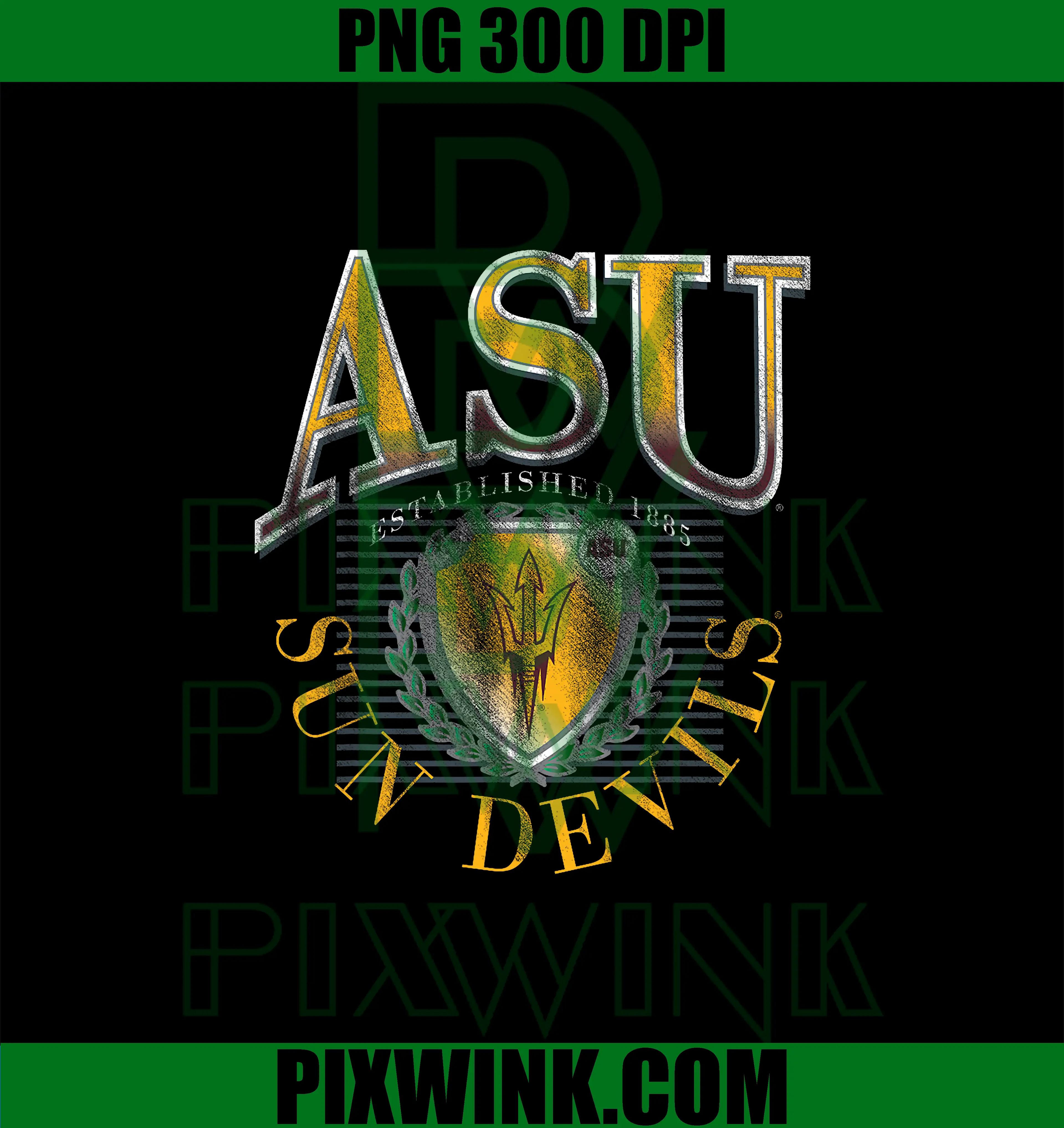 Arizona State Sun Devils PNG, Vintage Emblem 90's Black PNG