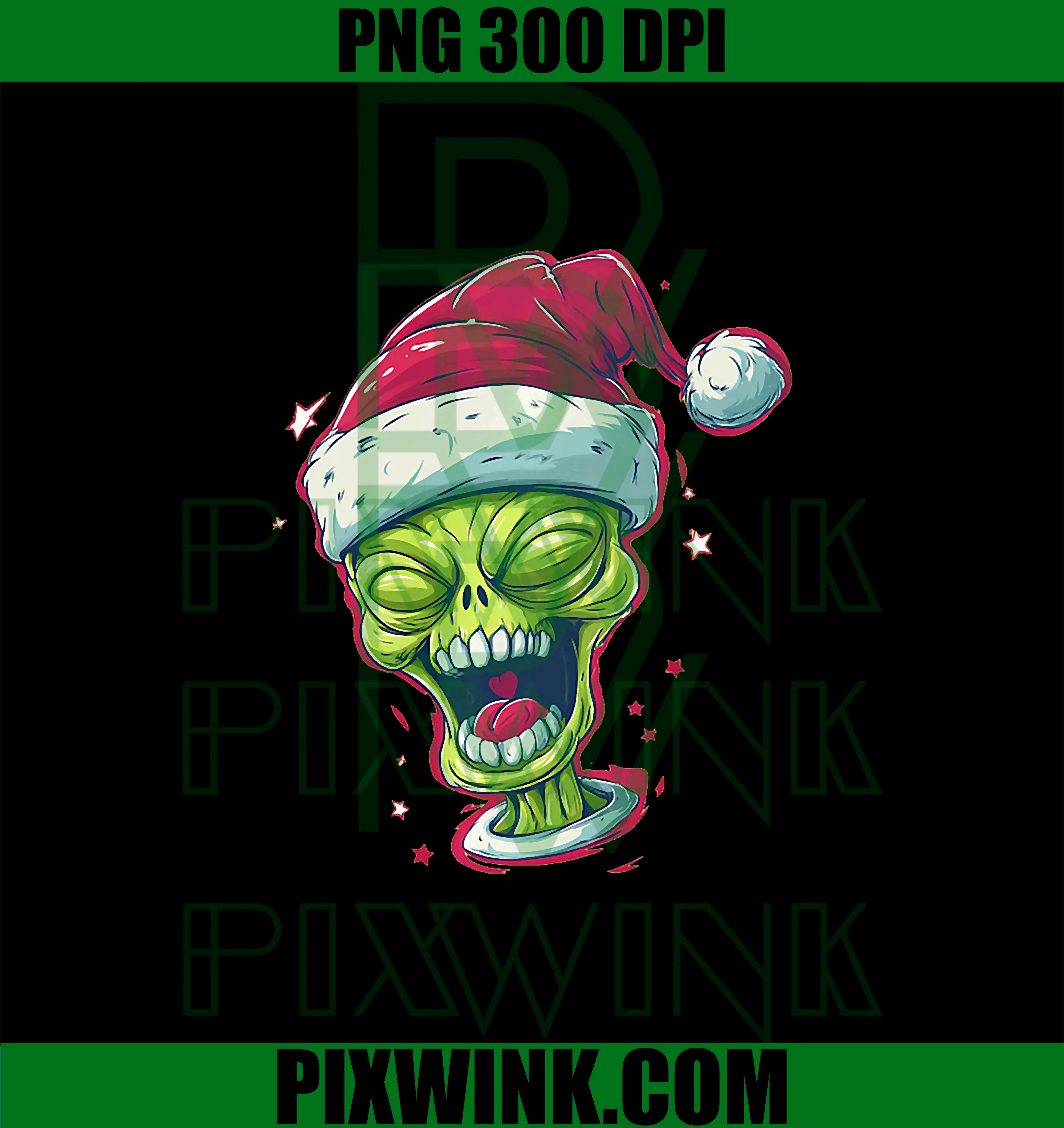 Awesome Laughing PNG, Alien with Xmas Hat PNG