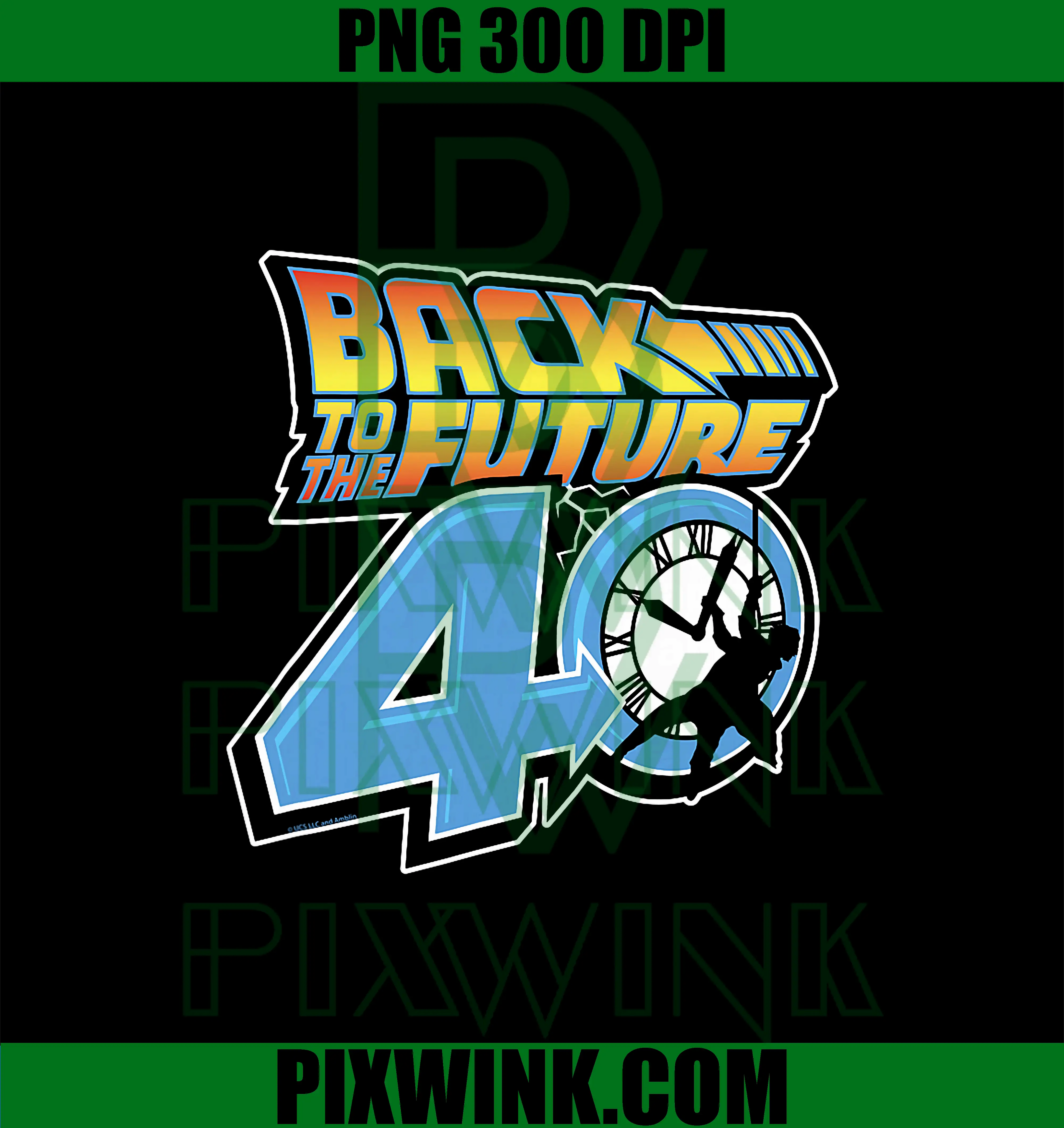 Back to The Future 40th PNG, Anniversary Clock Tower Logo PNG
