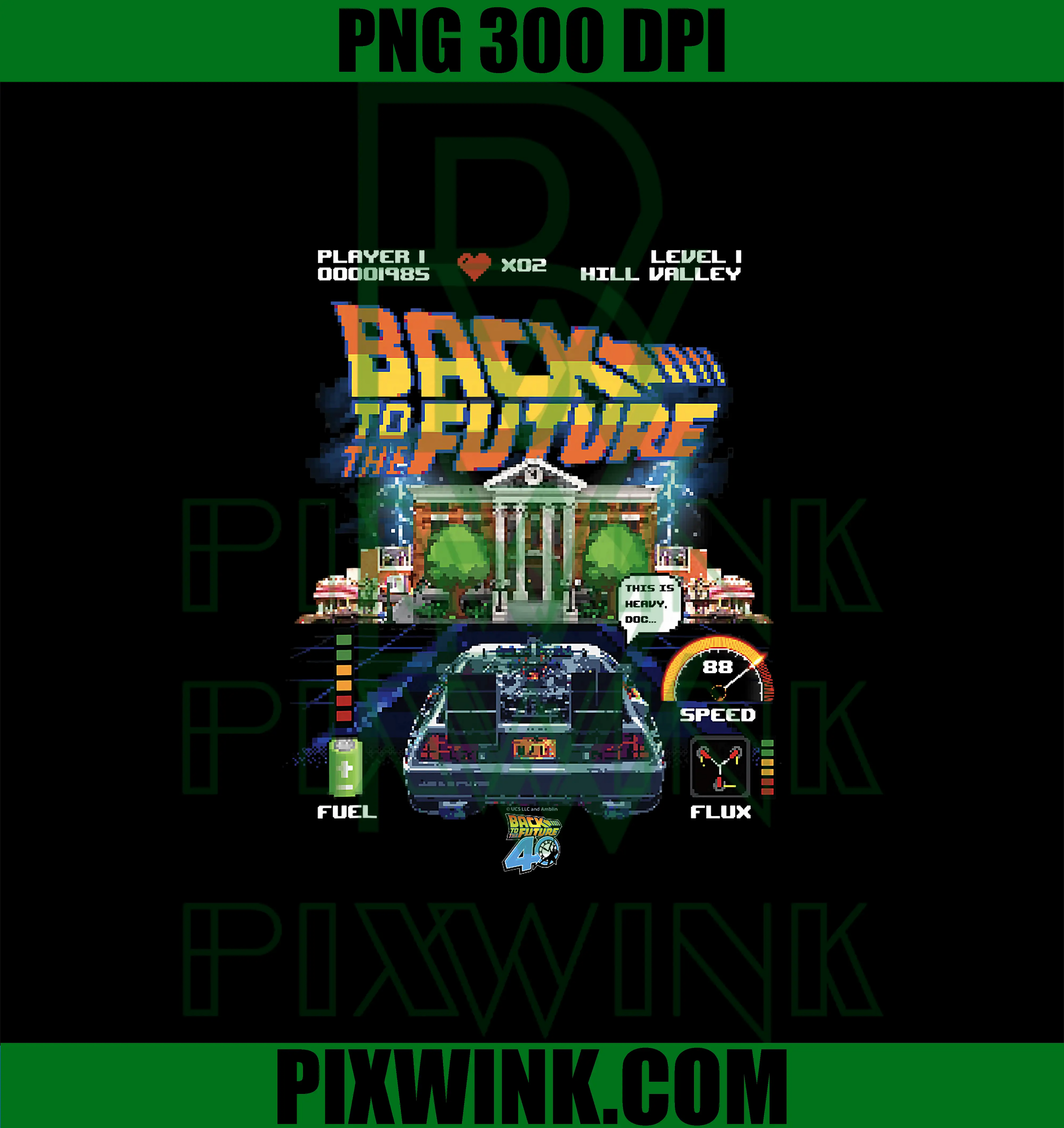 Back to The Future PNG, 40th Anniversary Video Game Style PNG