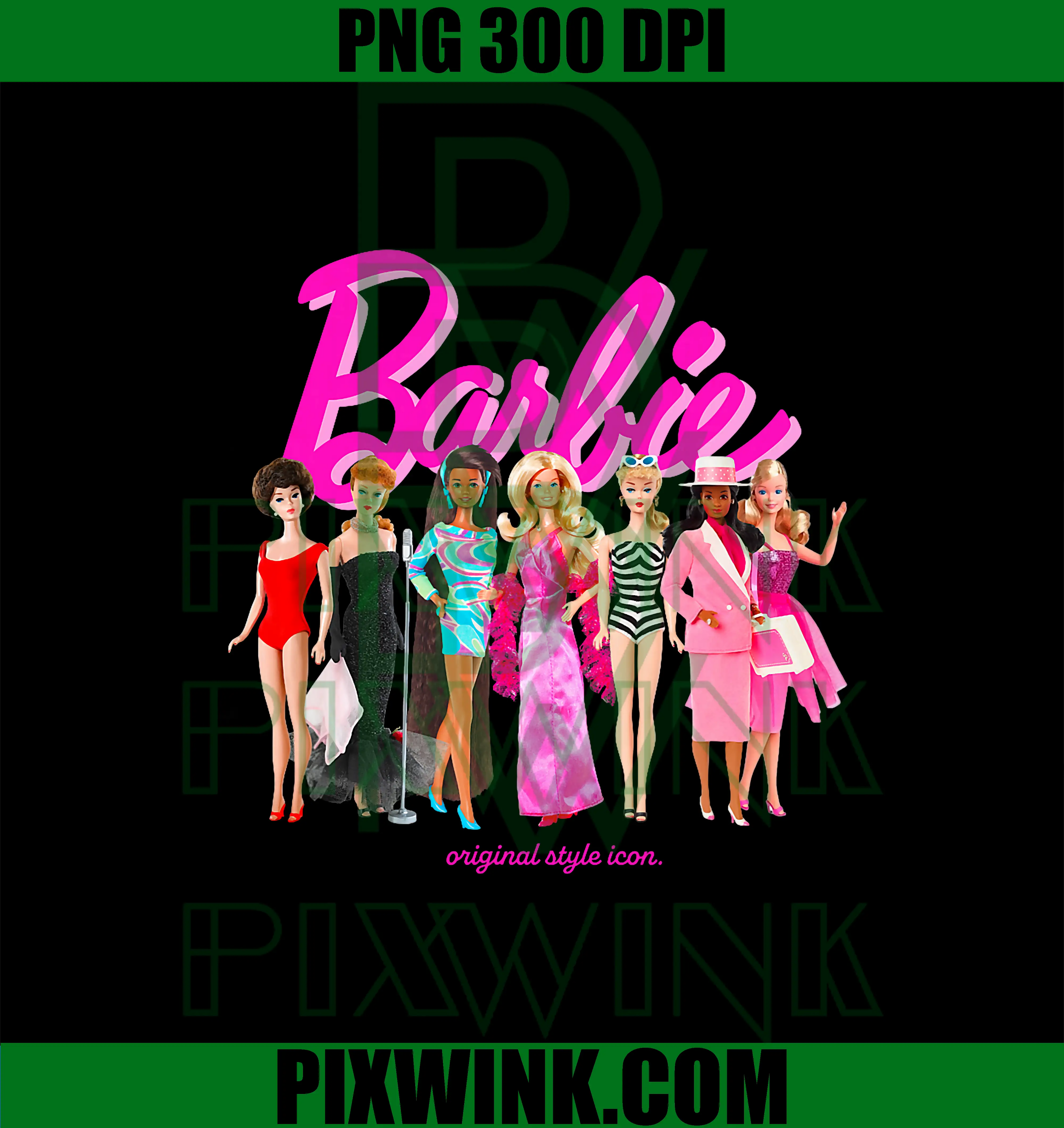 Barbie Original Style Icon PNG, Vintage Fashion Doll Collection PNG