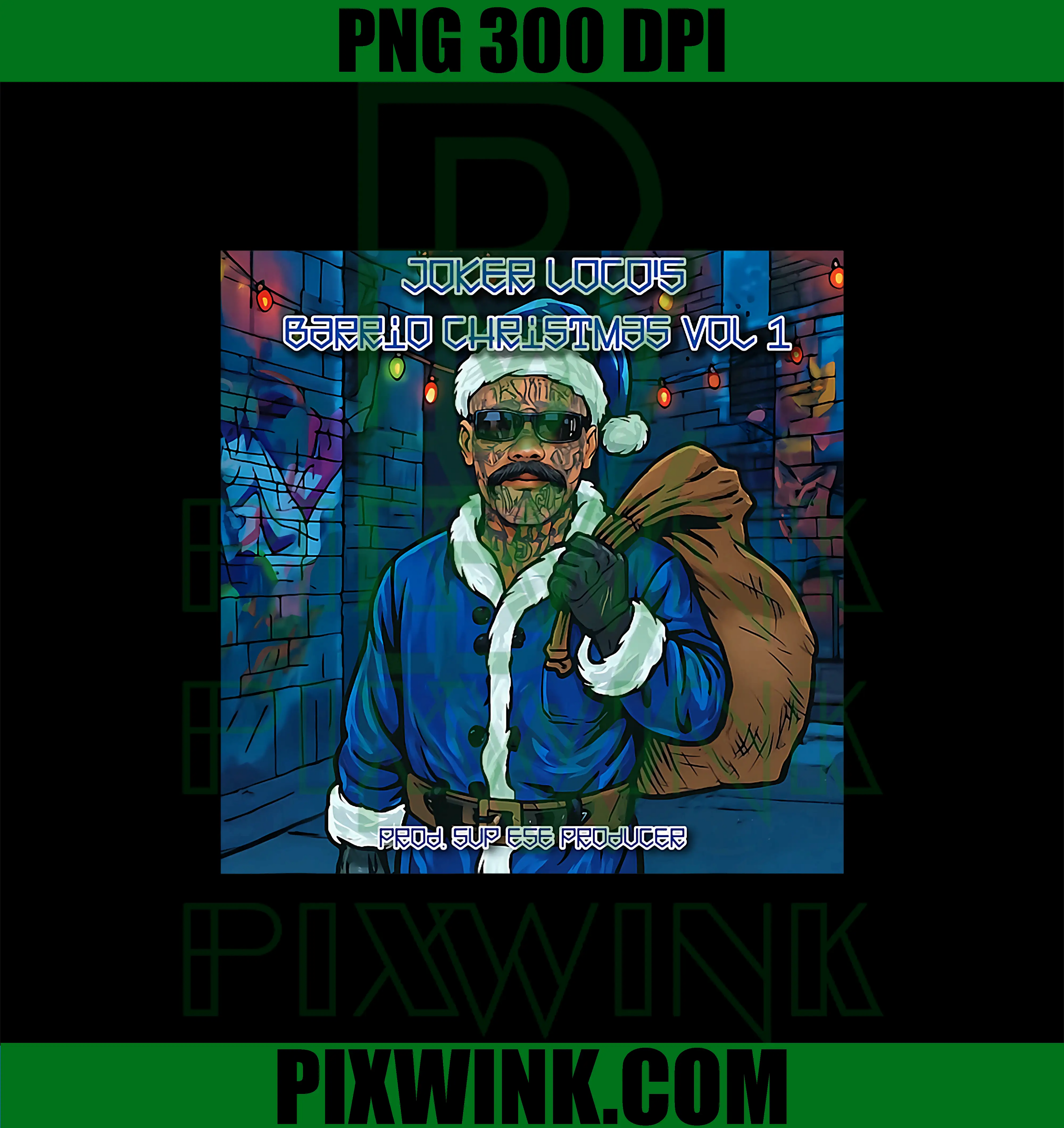Barrio Christmas Vol One PNG, Urban Santa With Gift Sack PNG
