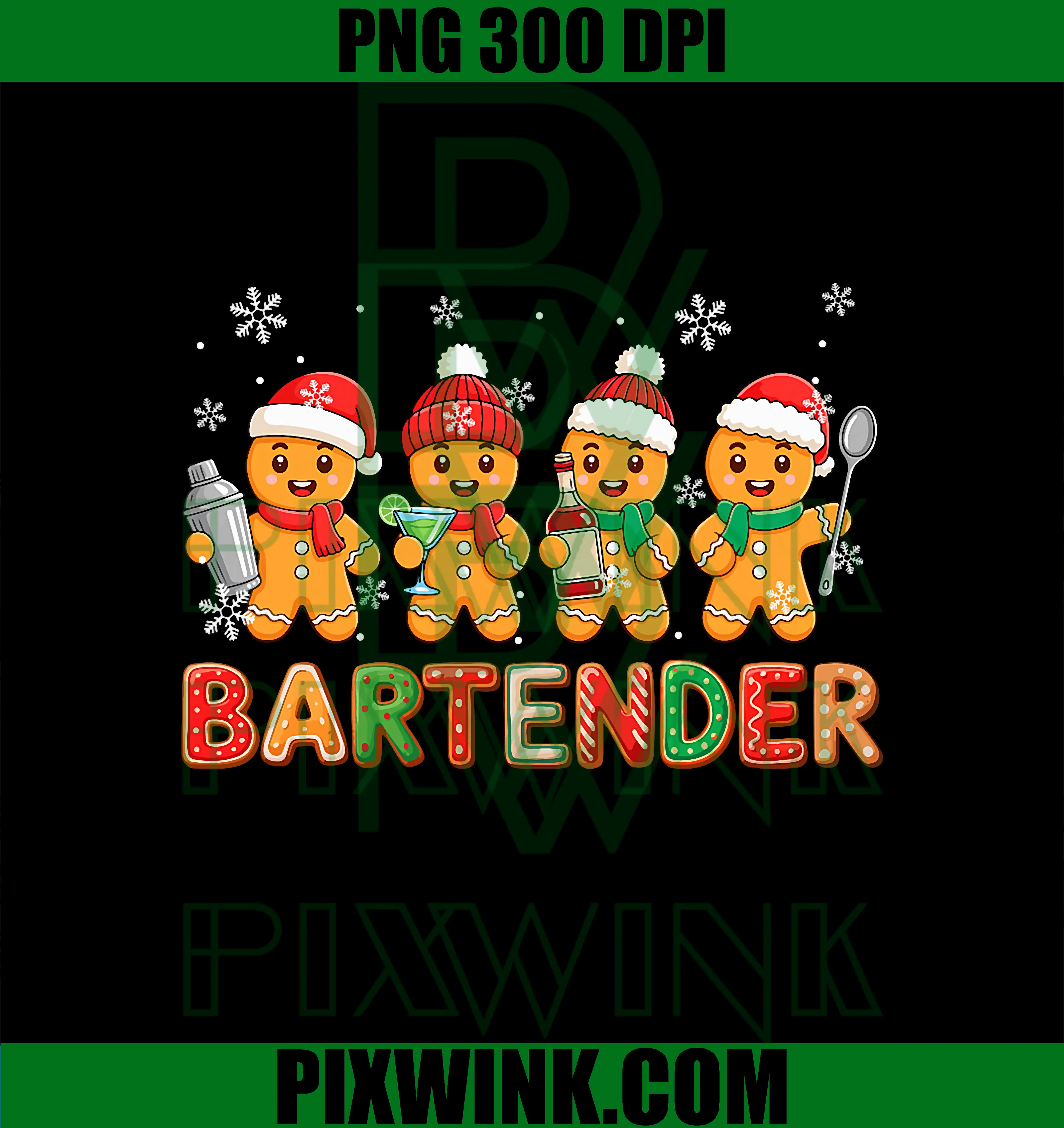 Bartender Job Group PNG, Santa Gingerbreads Xmas Cookies PNG