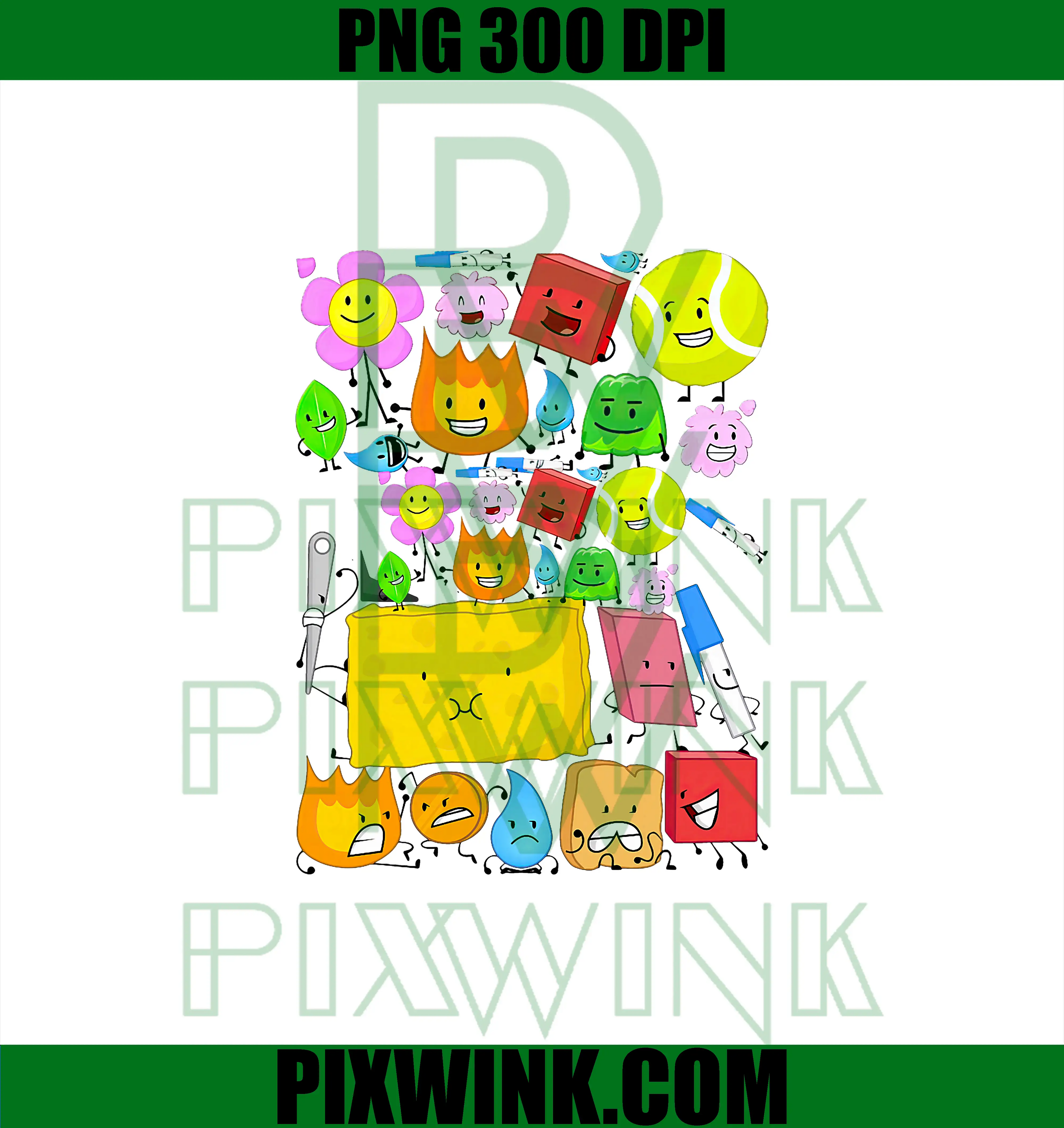 Battle Dream Island Characters PNG, Cute Cartoon Object Show PNG