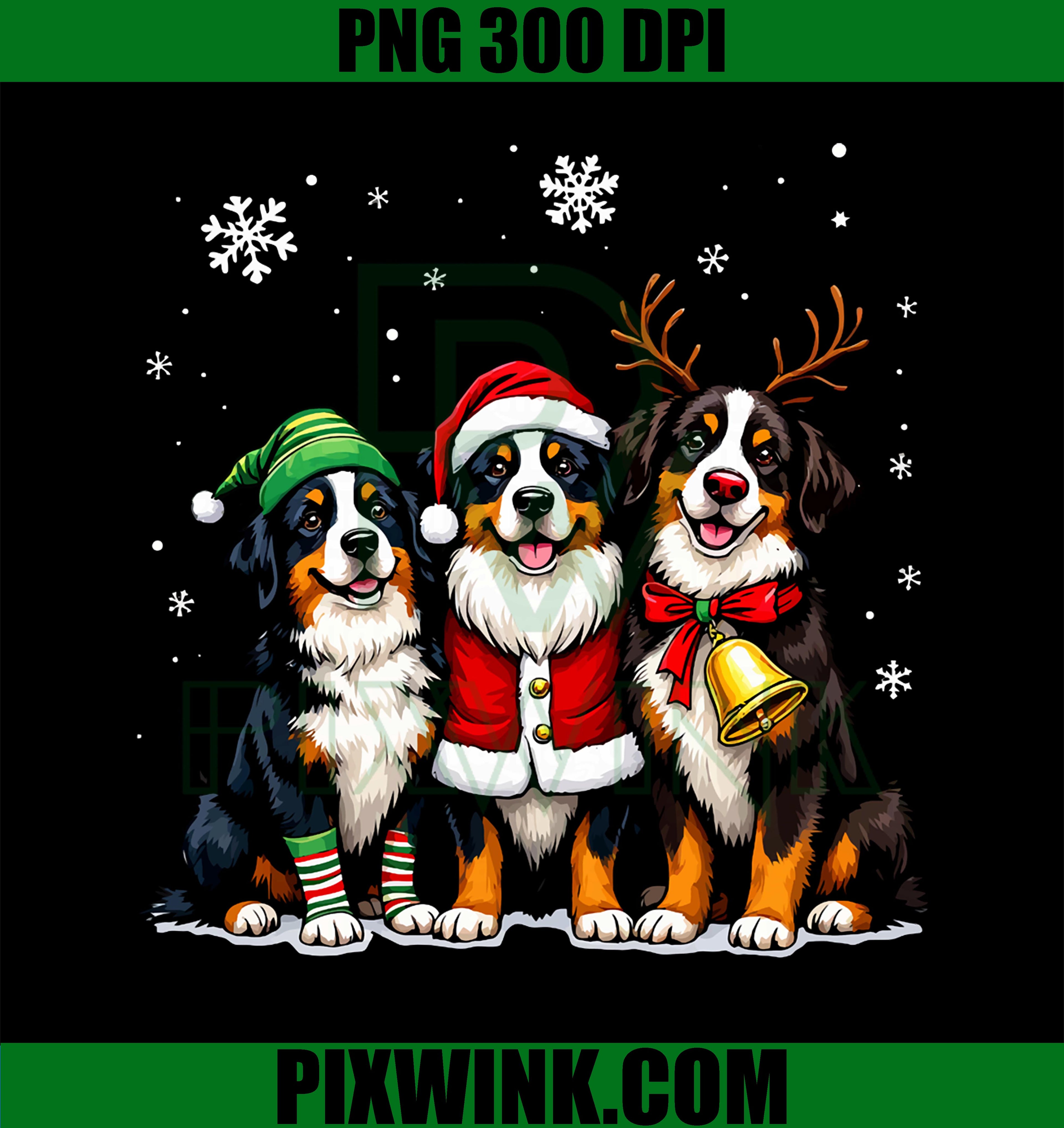 Bernese Mountain Dog PNG, Christmas Dogs Funny Santa Reindeer Elf PNG