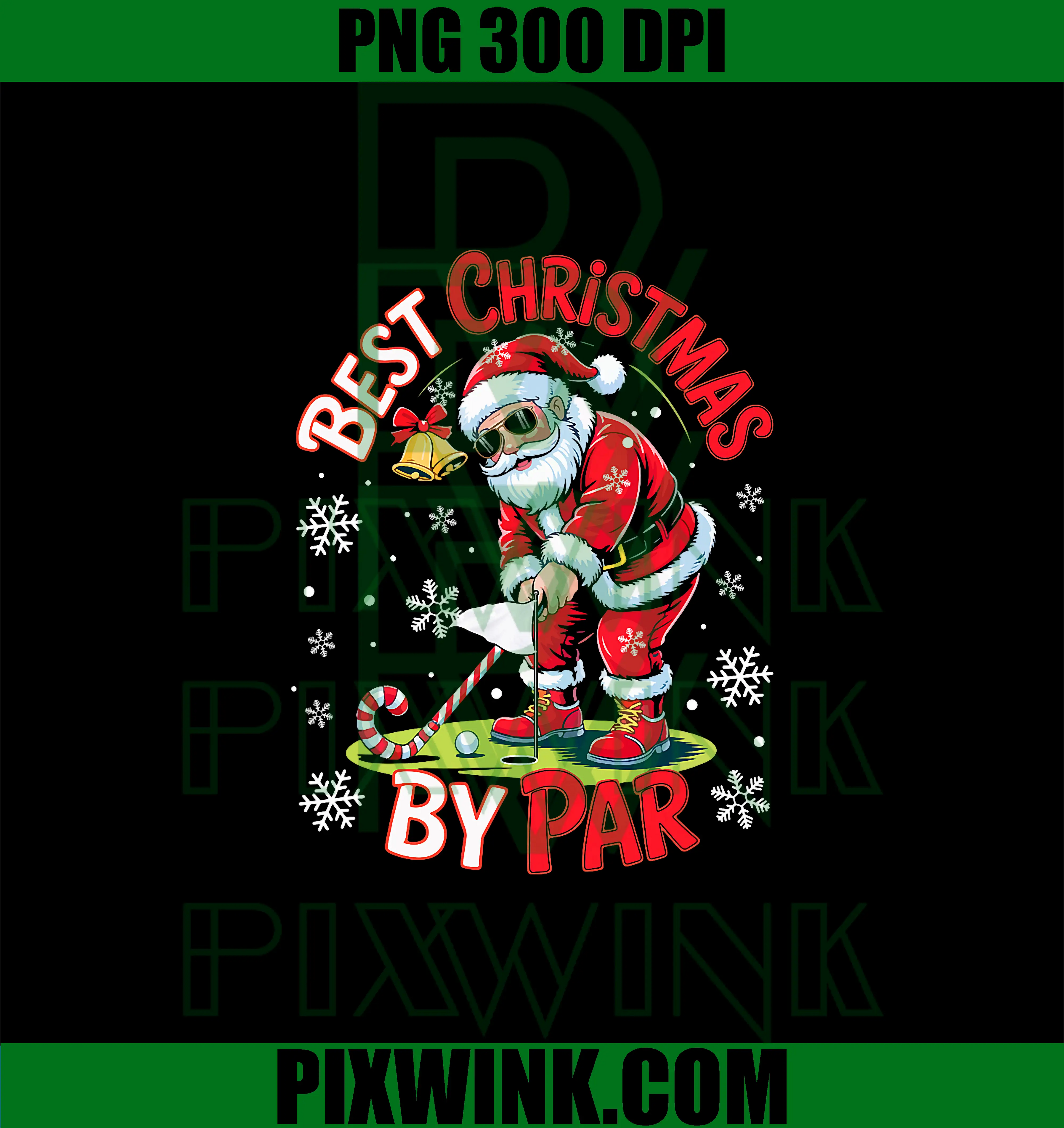 Best Christmas By Par Santa PNG, Playing Golf Golfer PNG