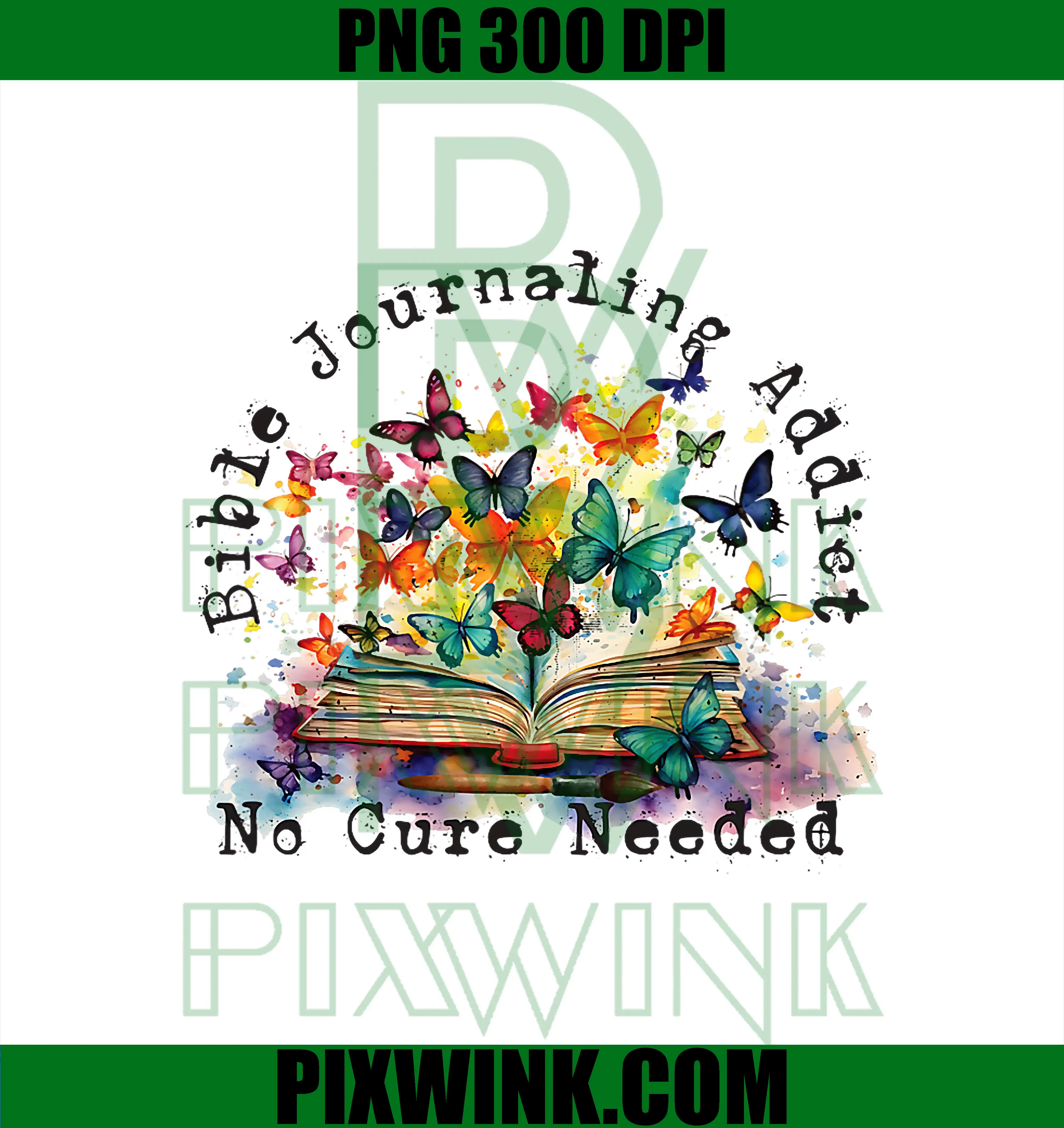 Bible Journaling Addict PNG, Faith Butterfly Book Art PNG